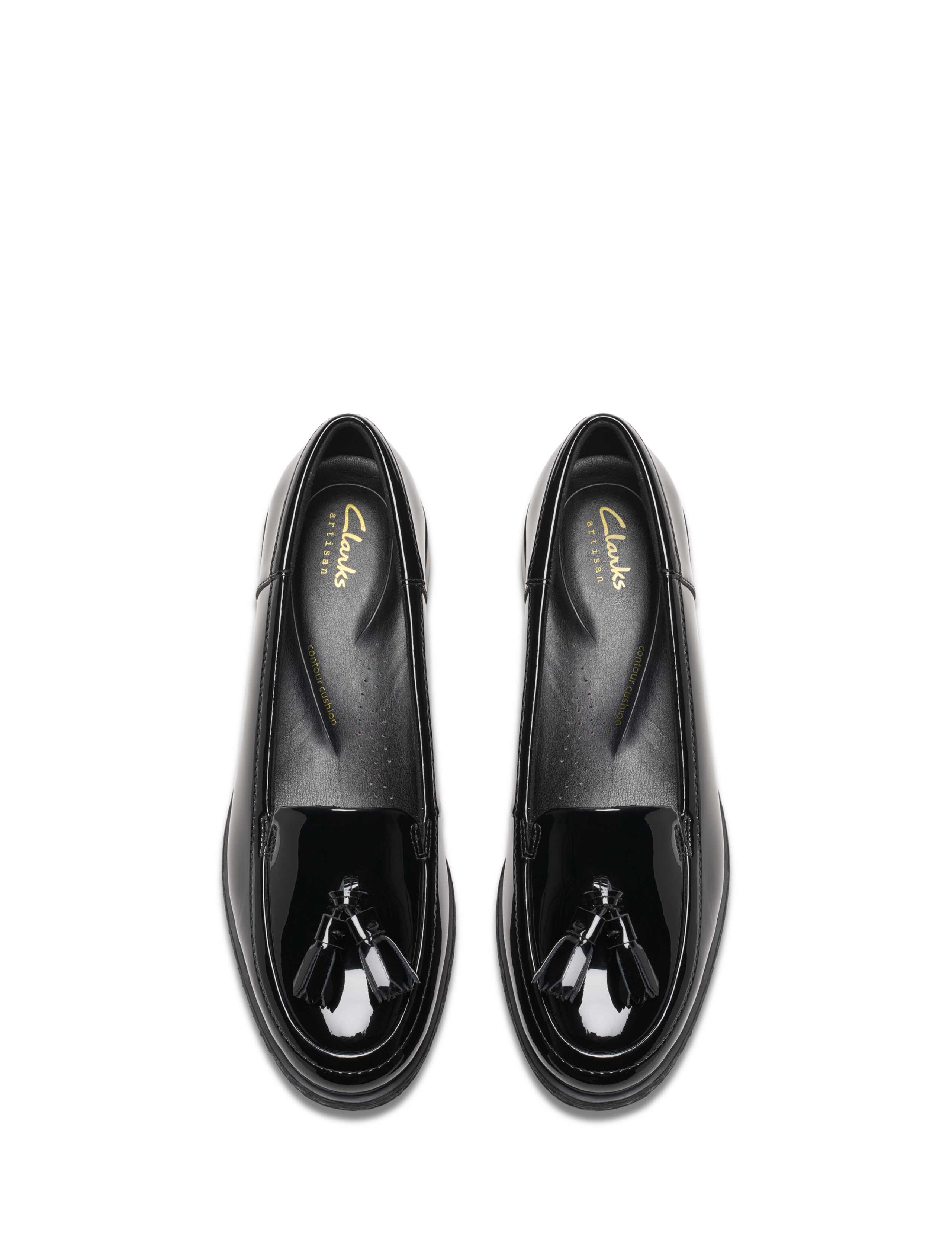 Patent Leather Tassel Slip On Loafers