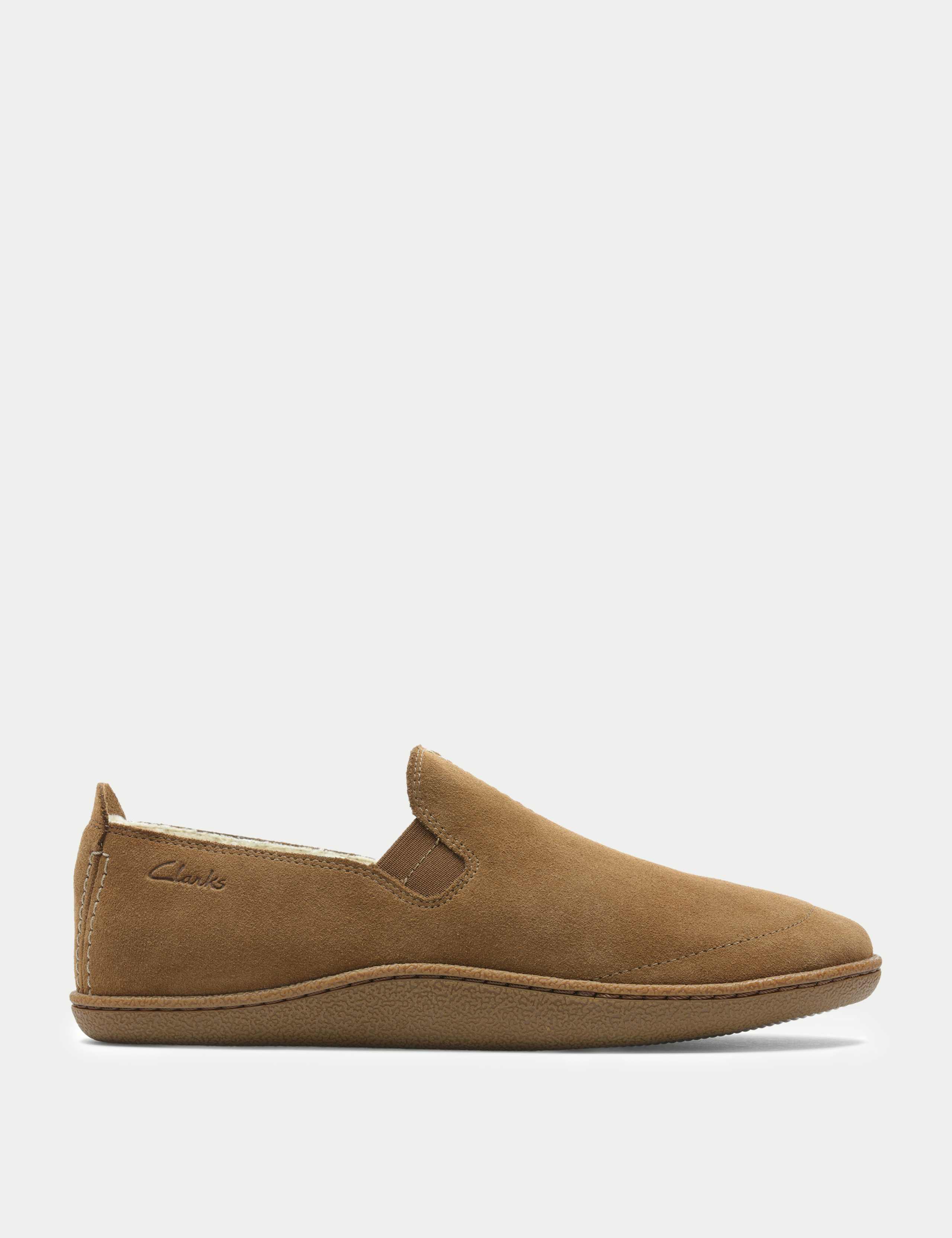Suede Faux Fur Lined Moccasin Slippers