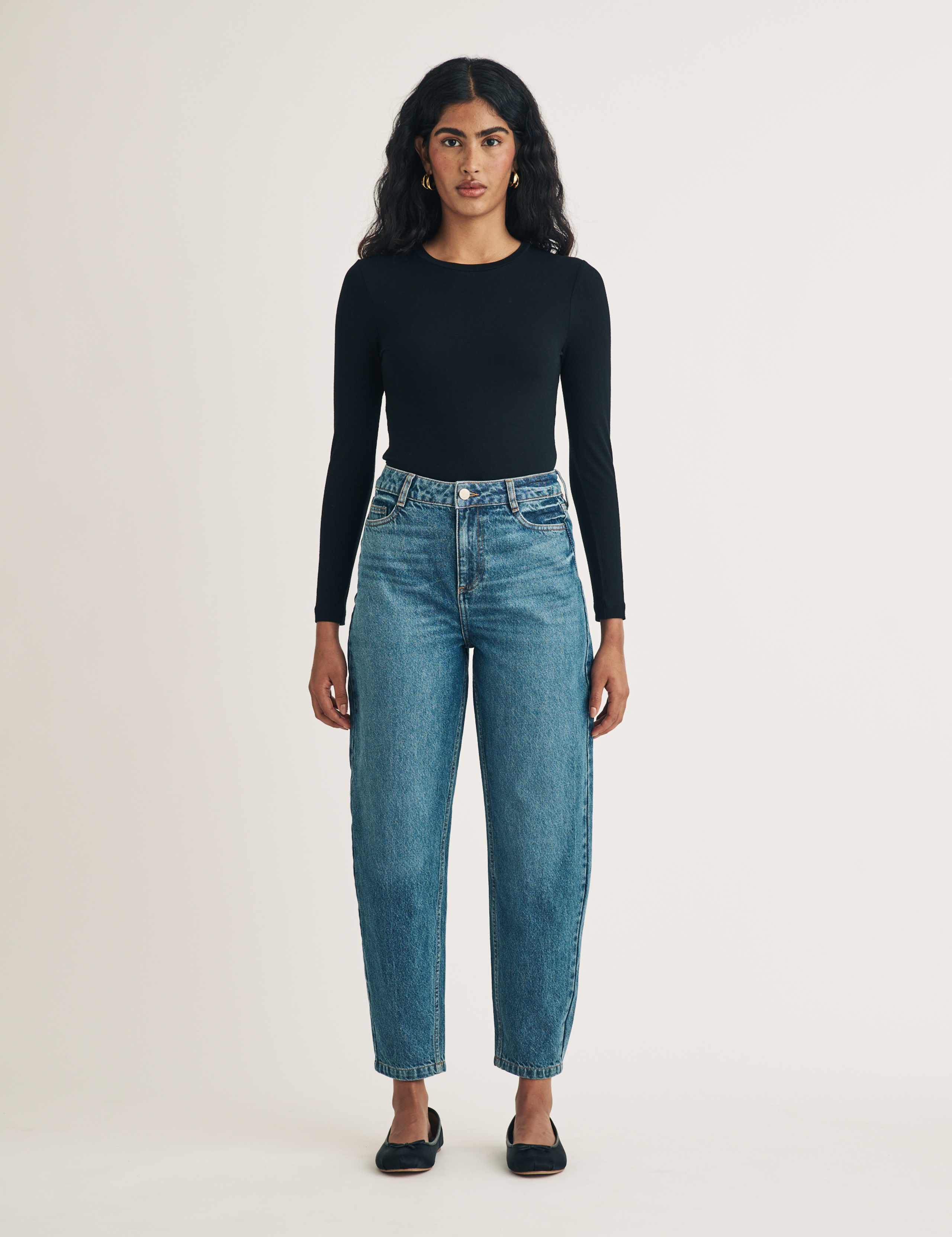 High Waisted Barrel Leg Jeans