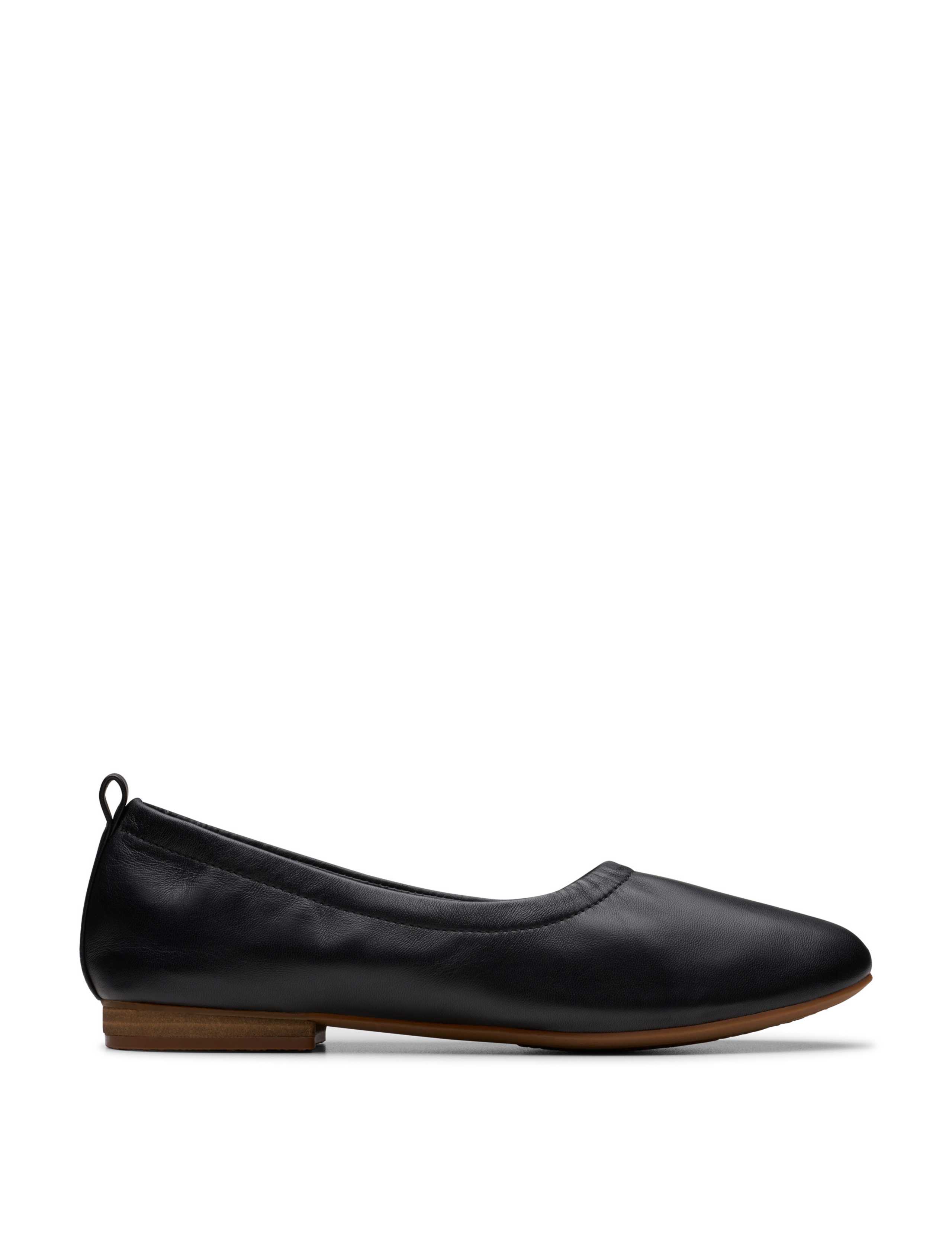Wide Fit Leather Slip On Block Heel Pumps