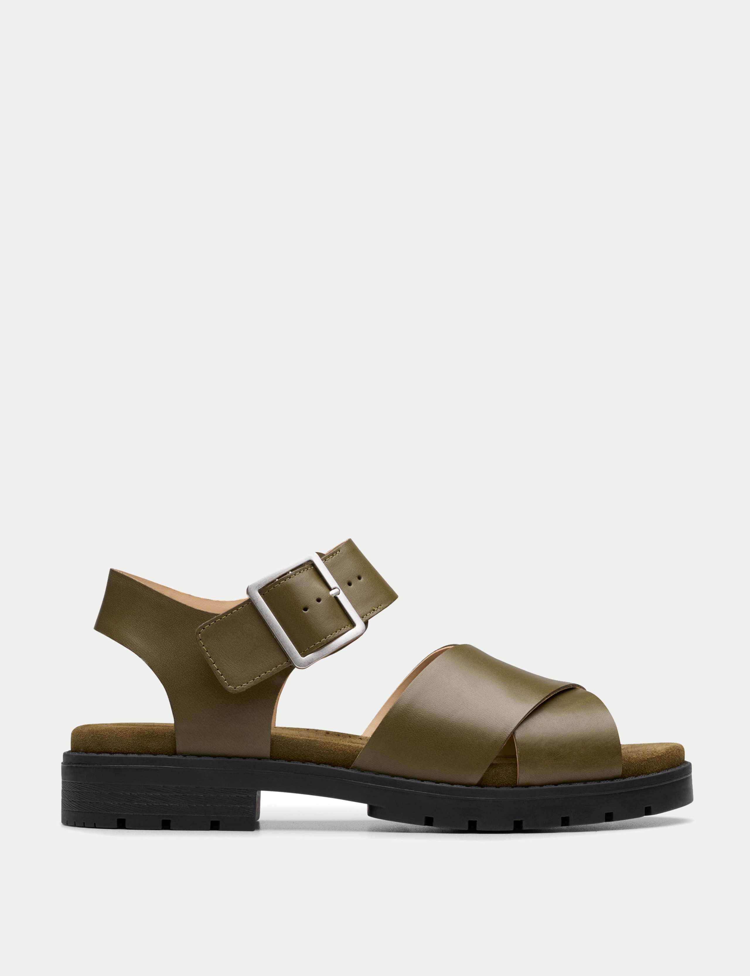 Leather Buckle Footbed Platform Sandals
