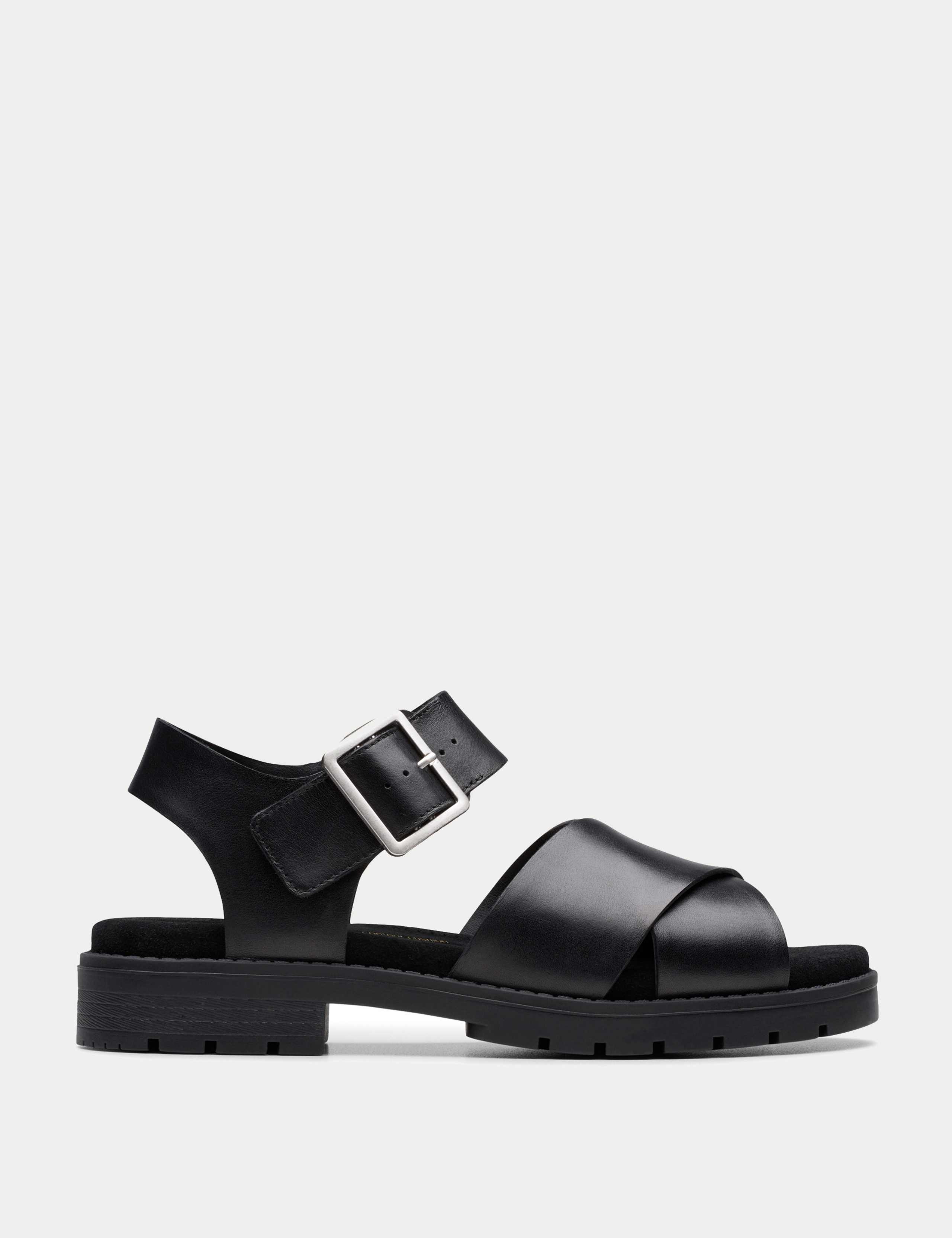 Leather Buckle Footbed Platform Sandals