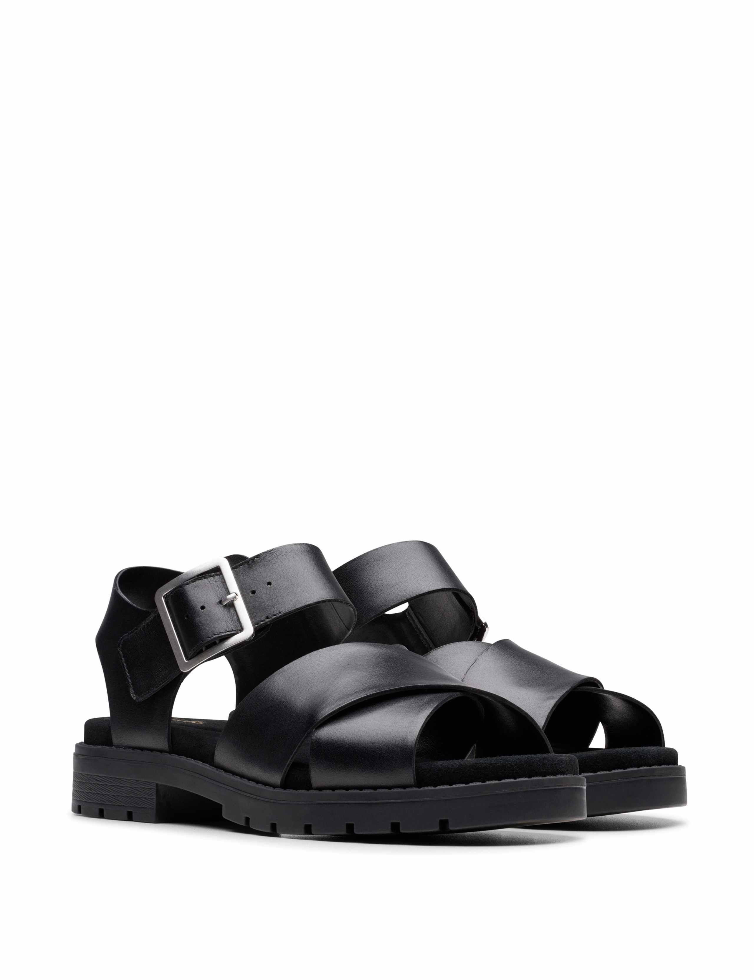 Leather Buckle Footbed Platform Sandals