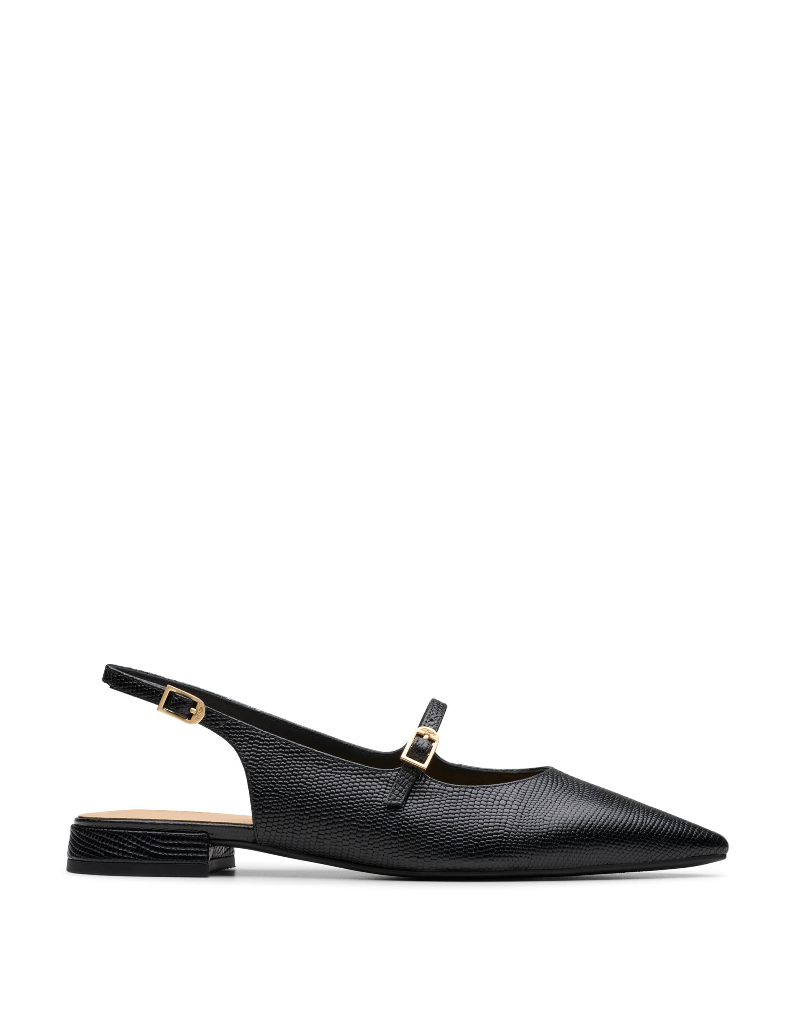 Leather Flat Pointed Slingback Shoes