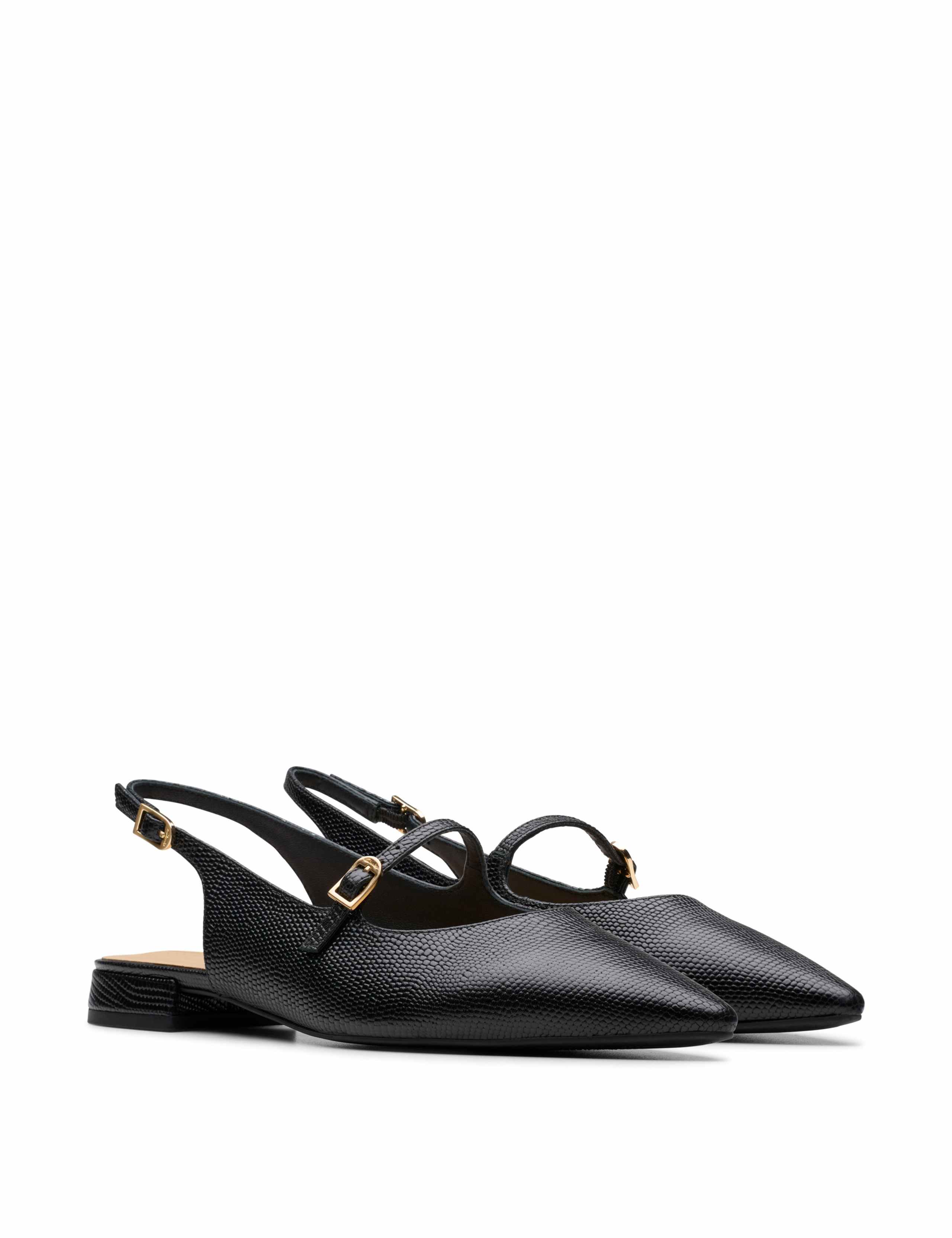 Leather Flat Pointed Slingback Shoes