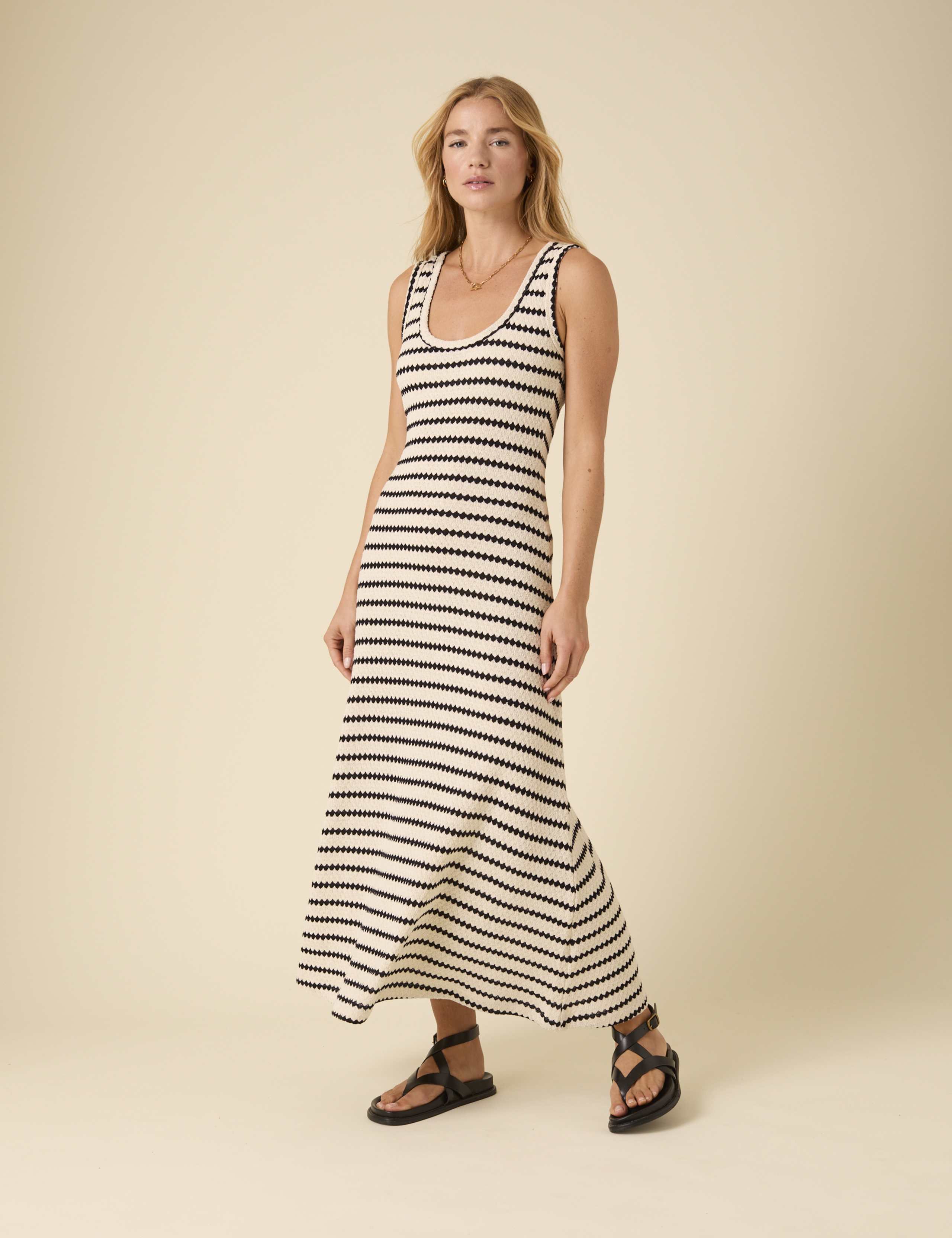 Striped Scoop Neck Maxi Slip Dress