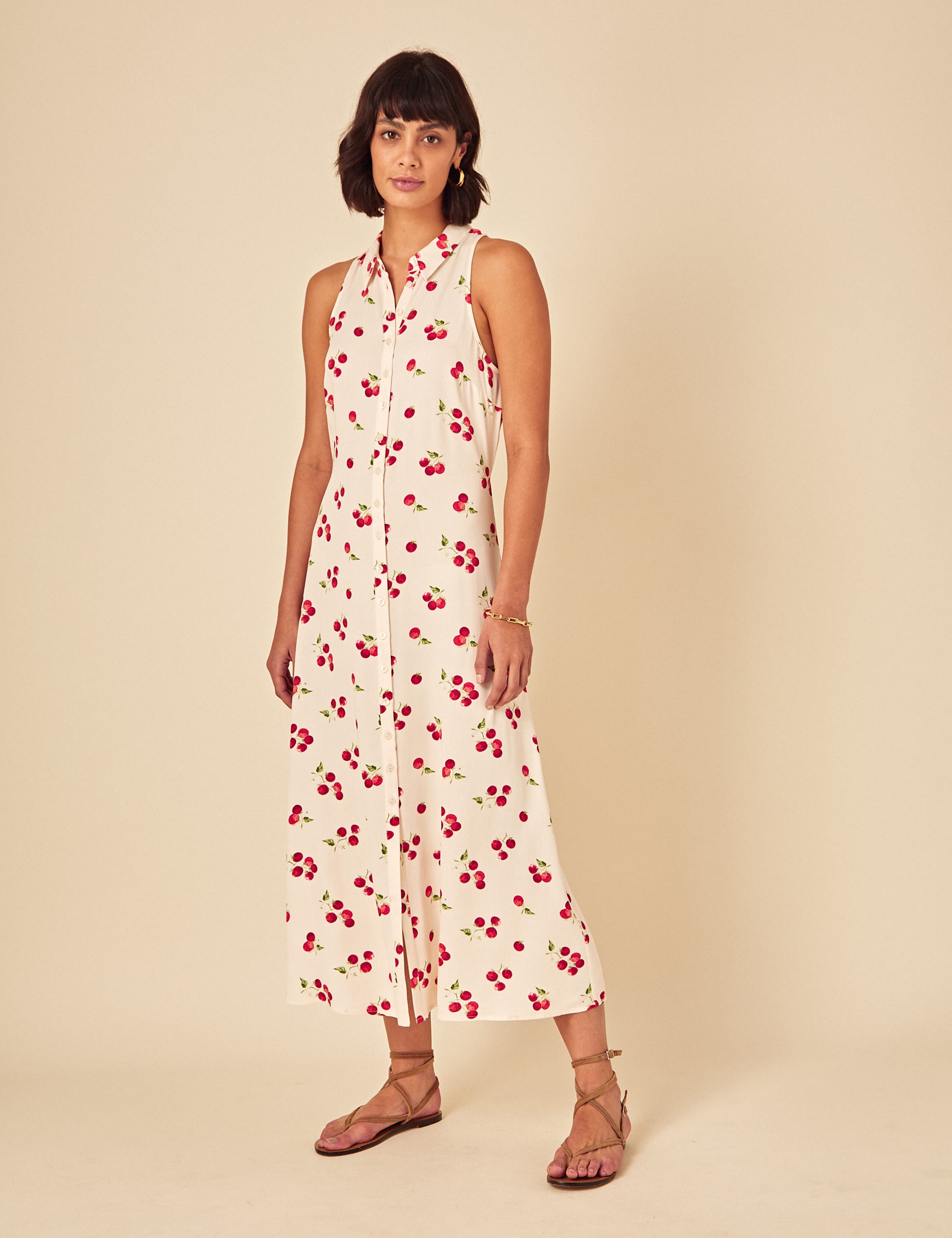 Tomato Print Midi Shirt Dress