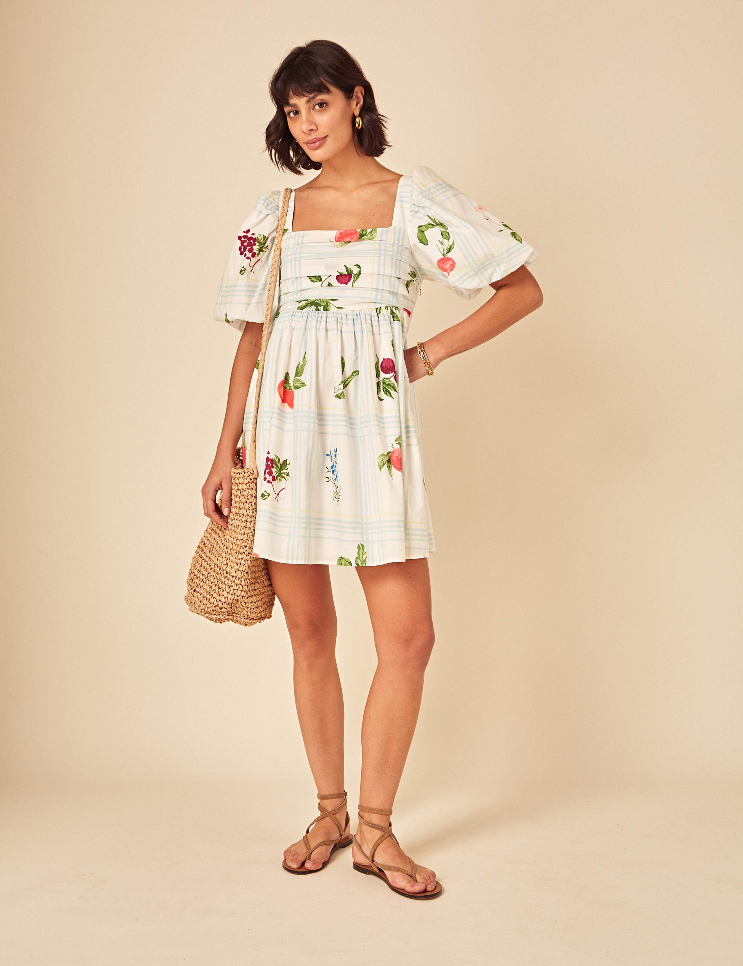 Lyocell Rich Printed Mini Smock Dress