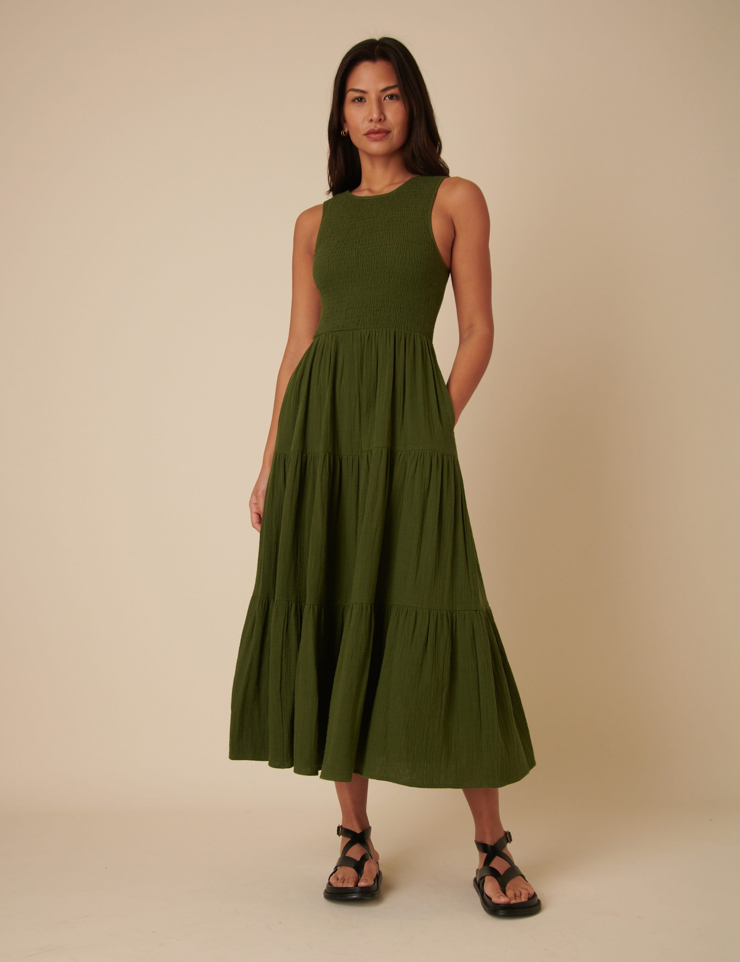 Pure Cotton Tiered Midaxi Dress