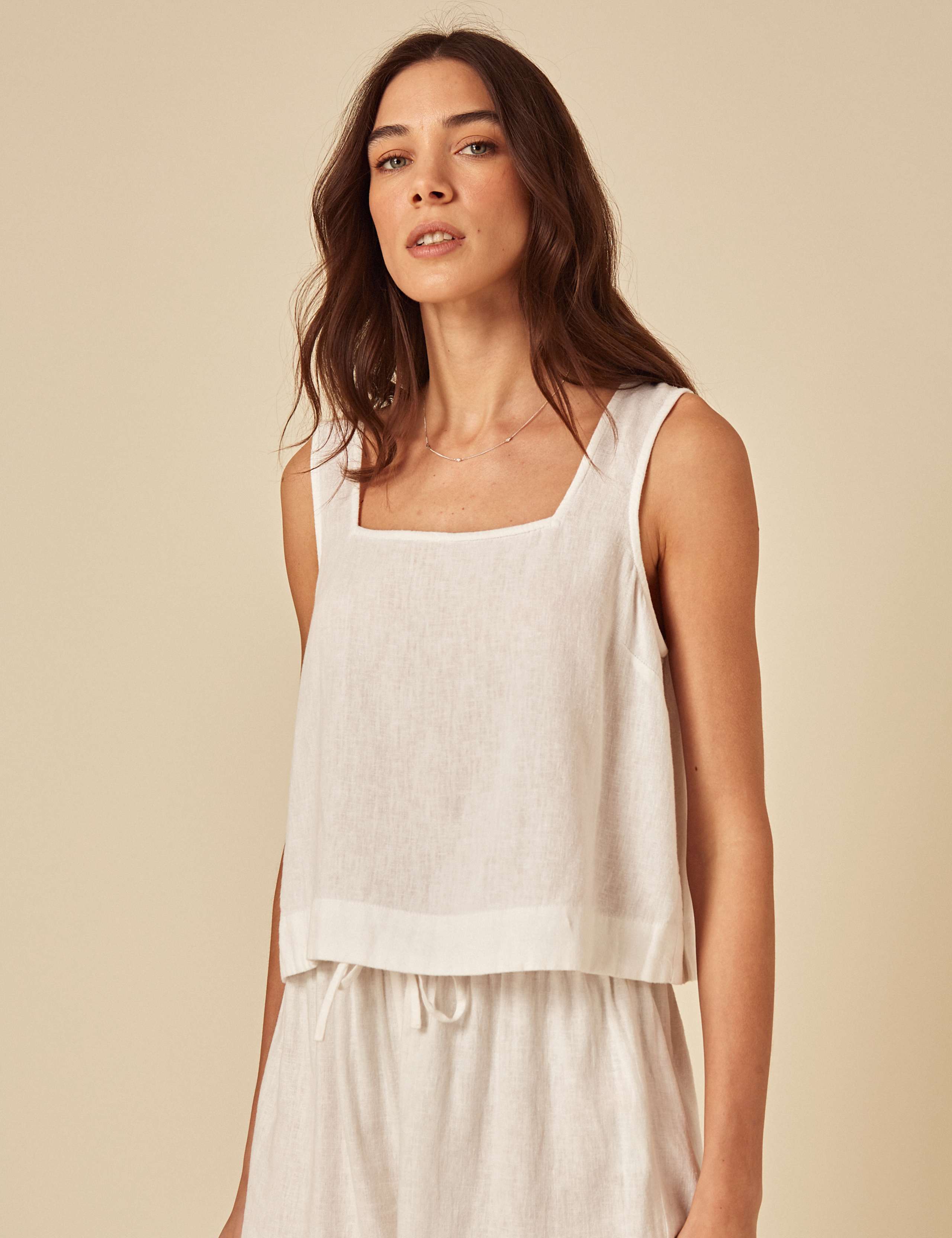 Linen Rich Square Neck Top