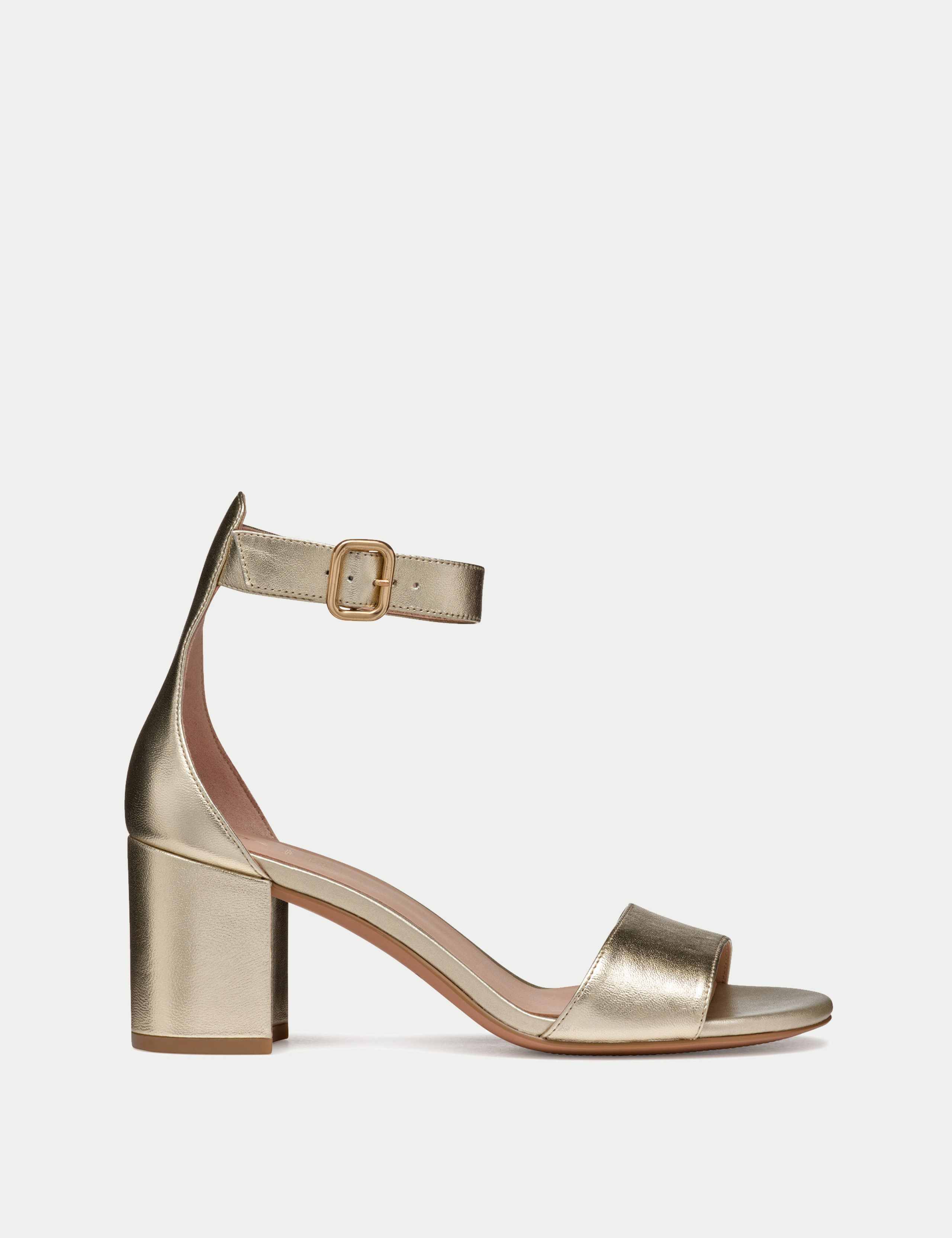 Leather Metallic Ankle Strap Sandals