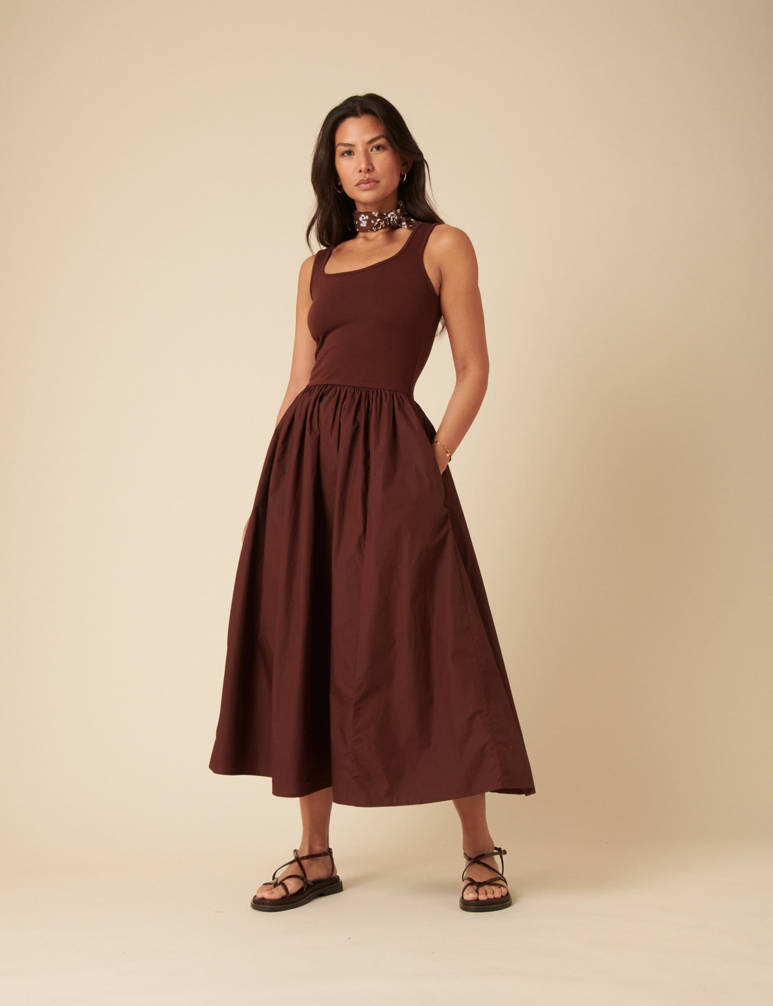 Square Neck Midaxi Skater Dress