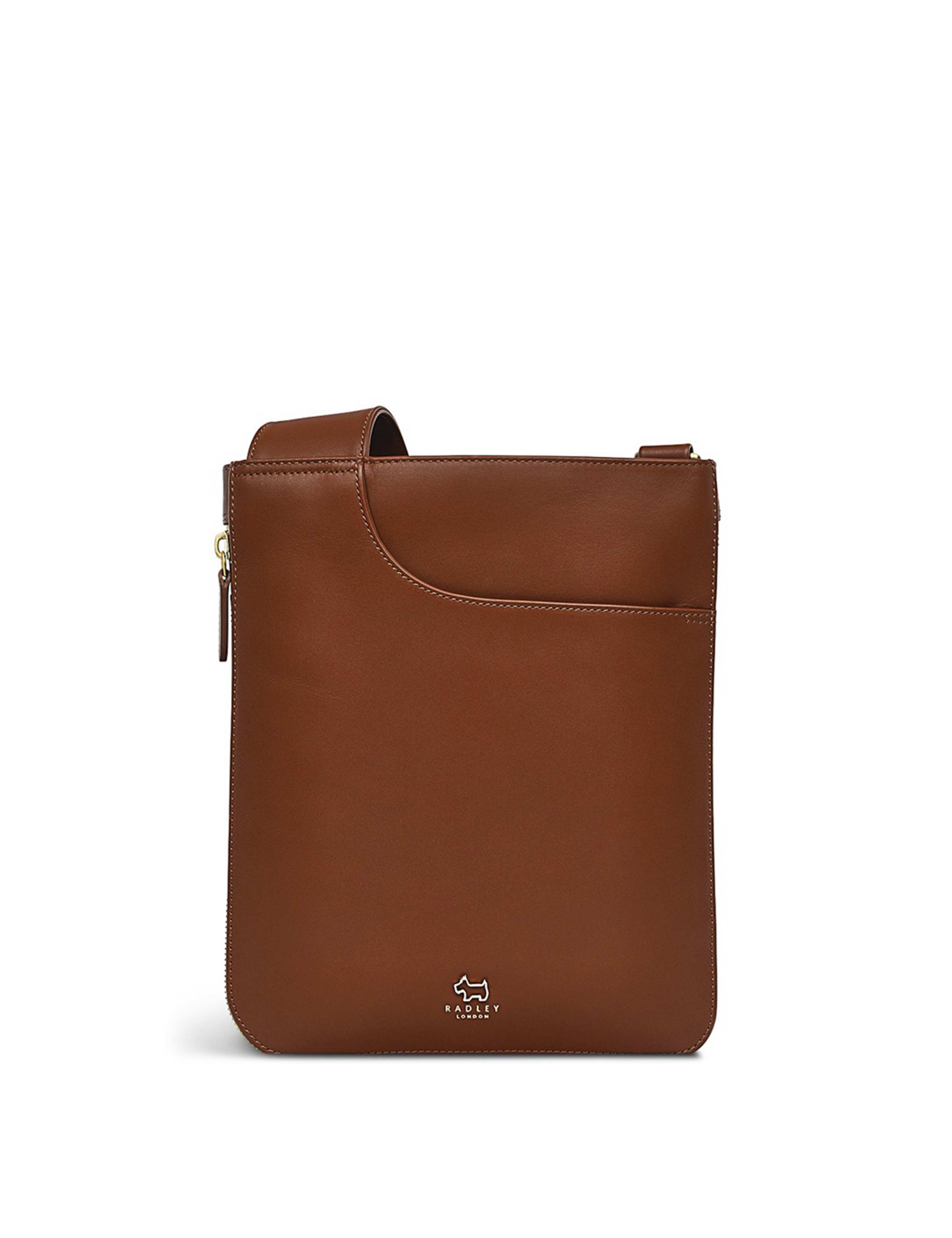 Pockets Leather Zip Around Cross Body Bag