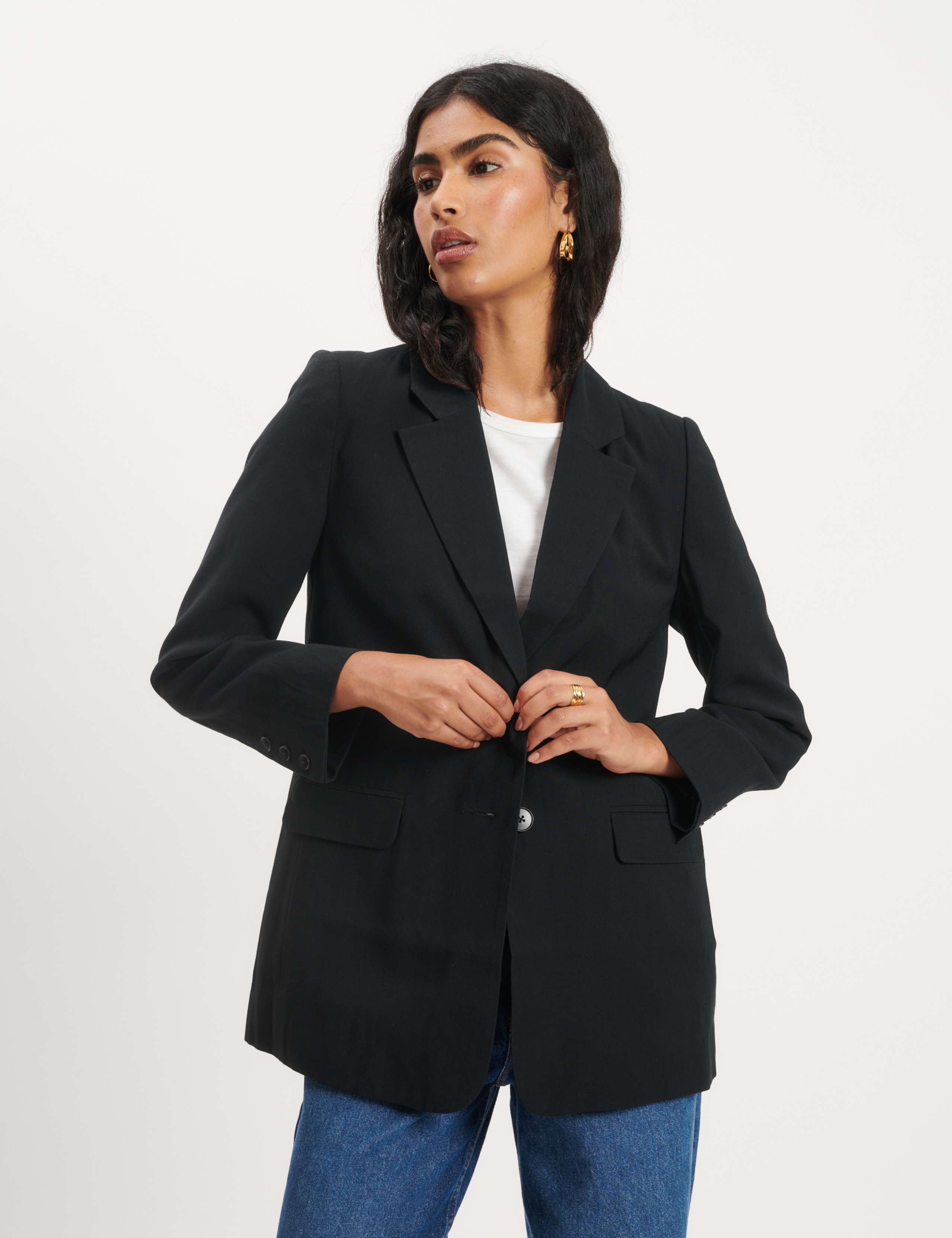 Pure Cotton Relaxed Single Breasted Blazer