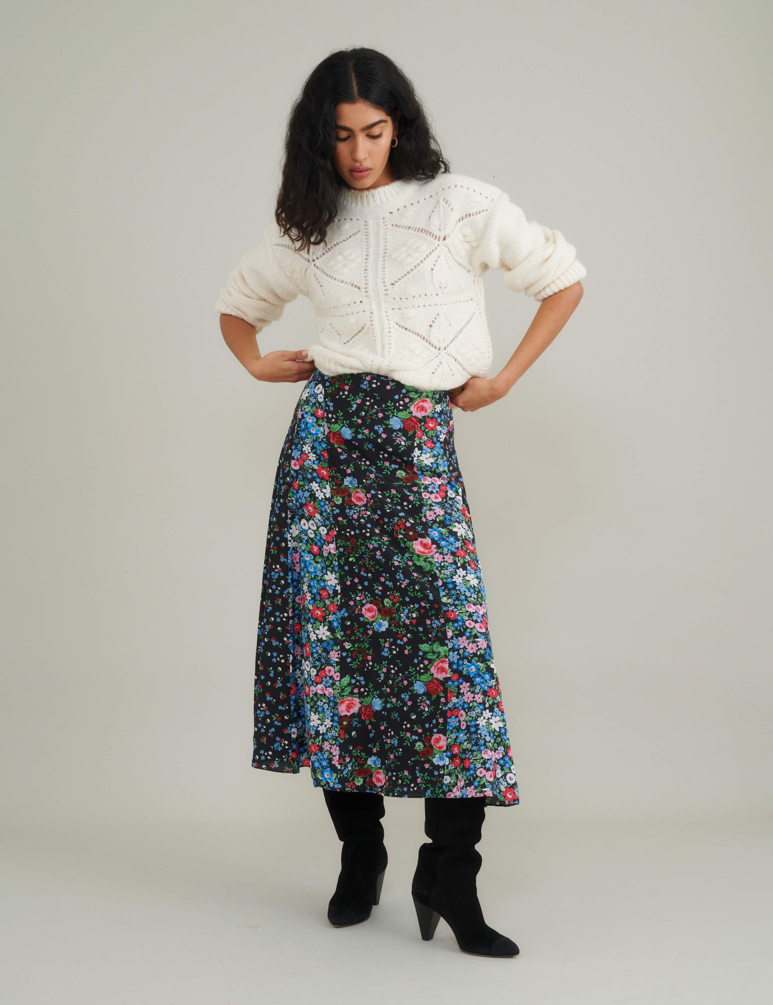 Floral Midi Slip Skirt
