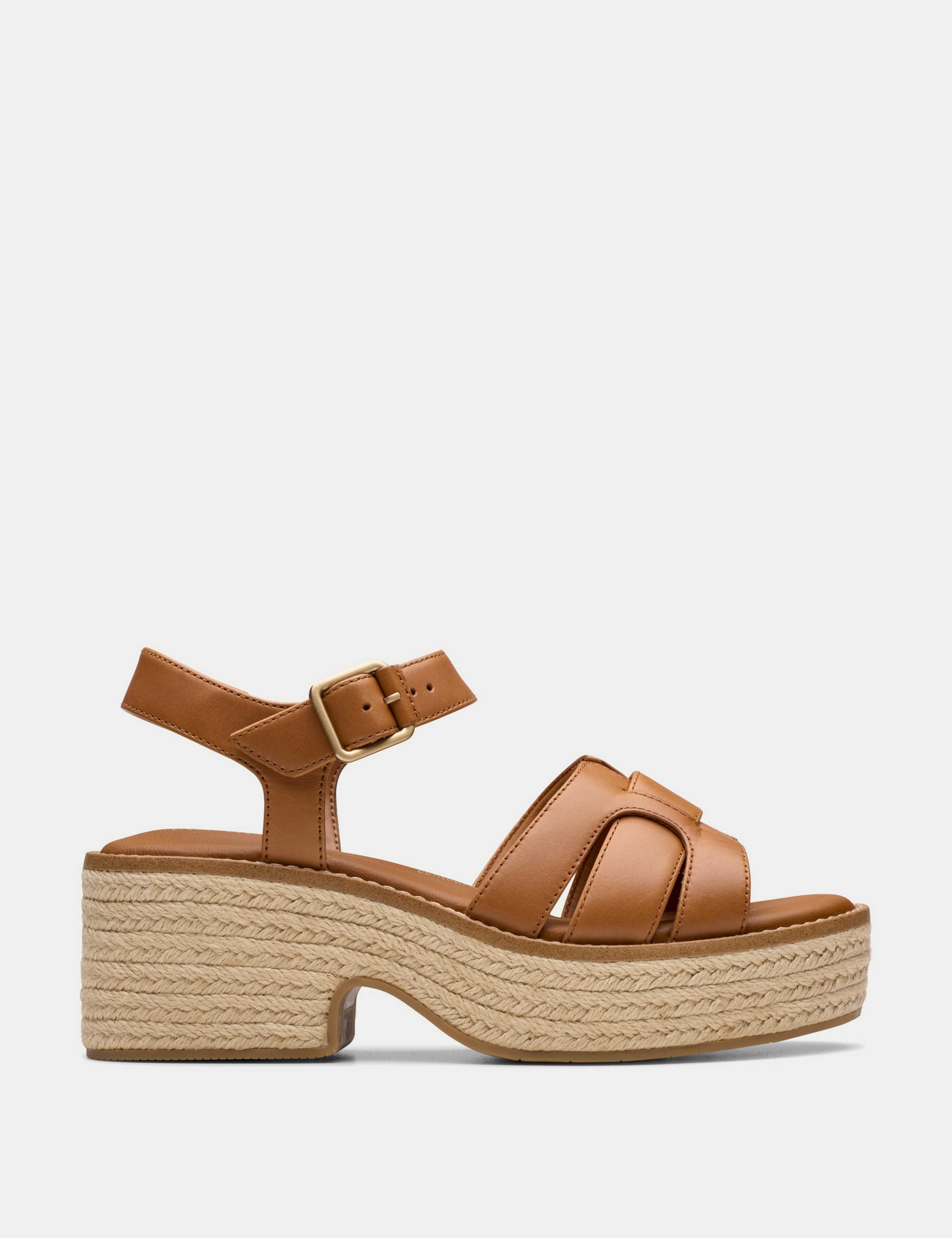 Leather Wedge Heel Espadrille Sandals
