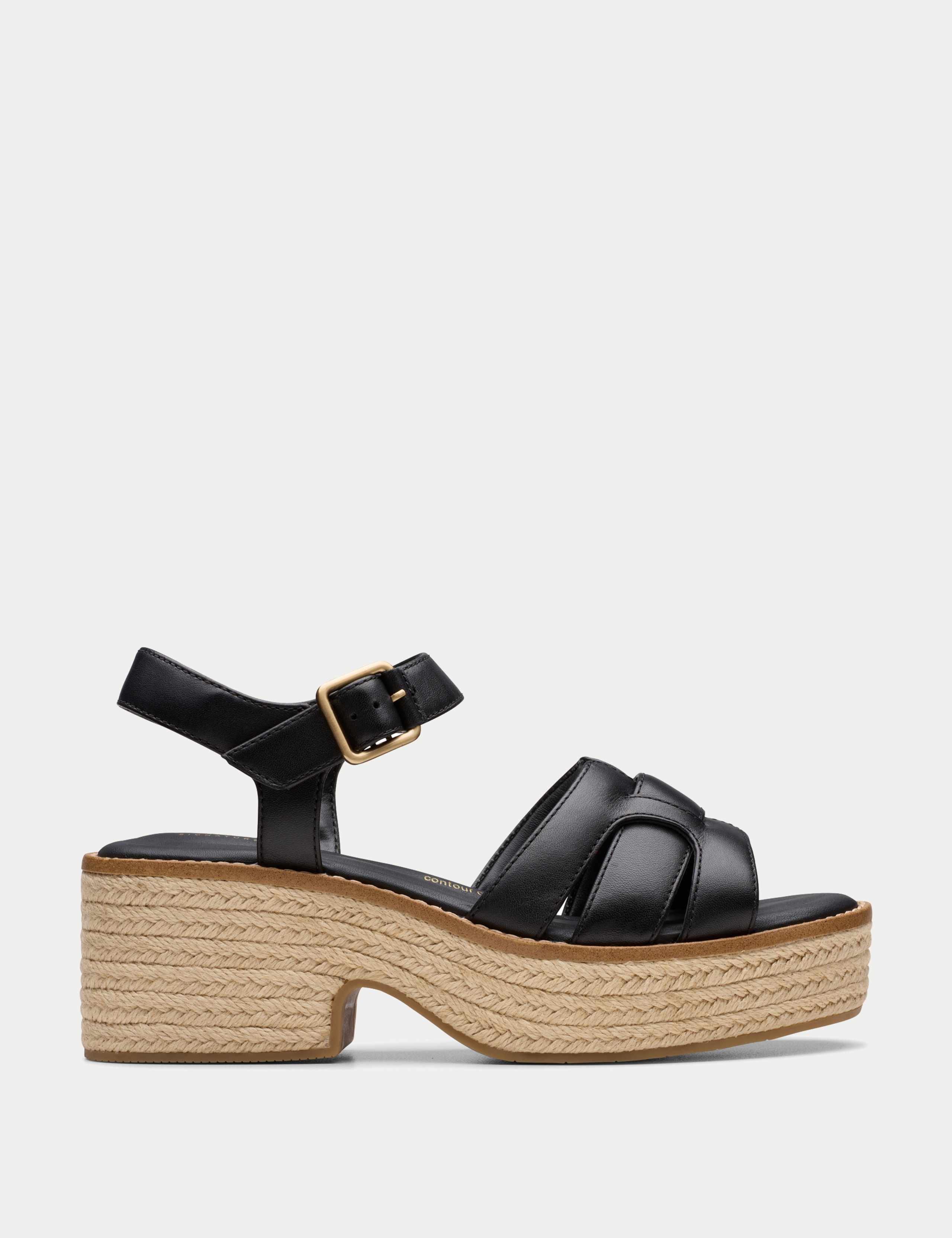 Leather Wedge Heel Espadrille Sandals