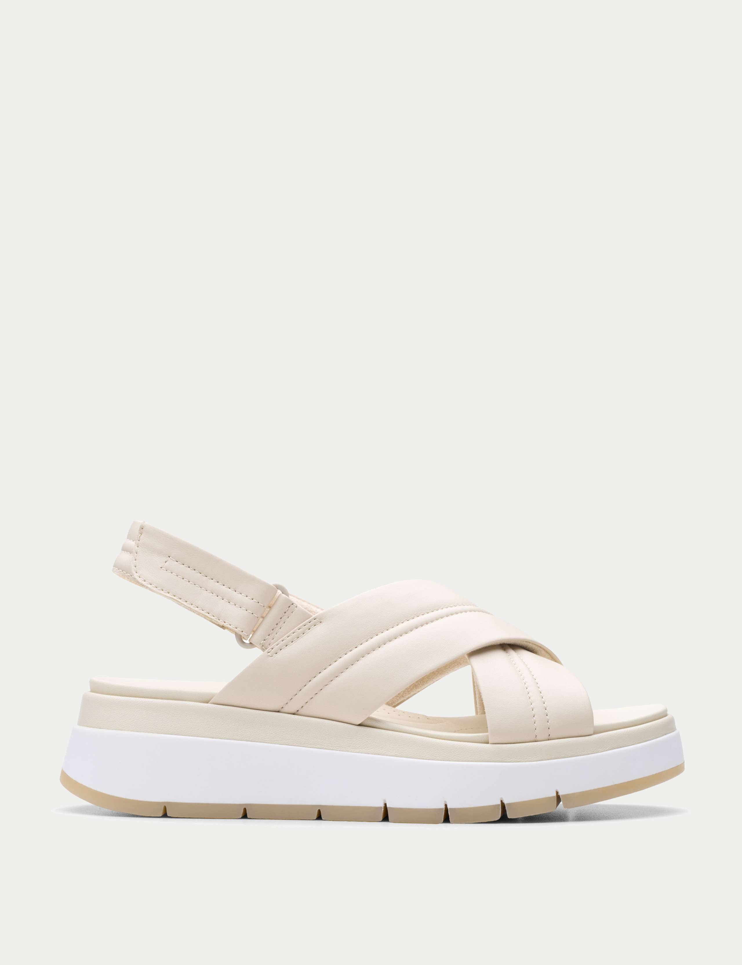 Leather Crossover Ankle Strap Platform Sandals