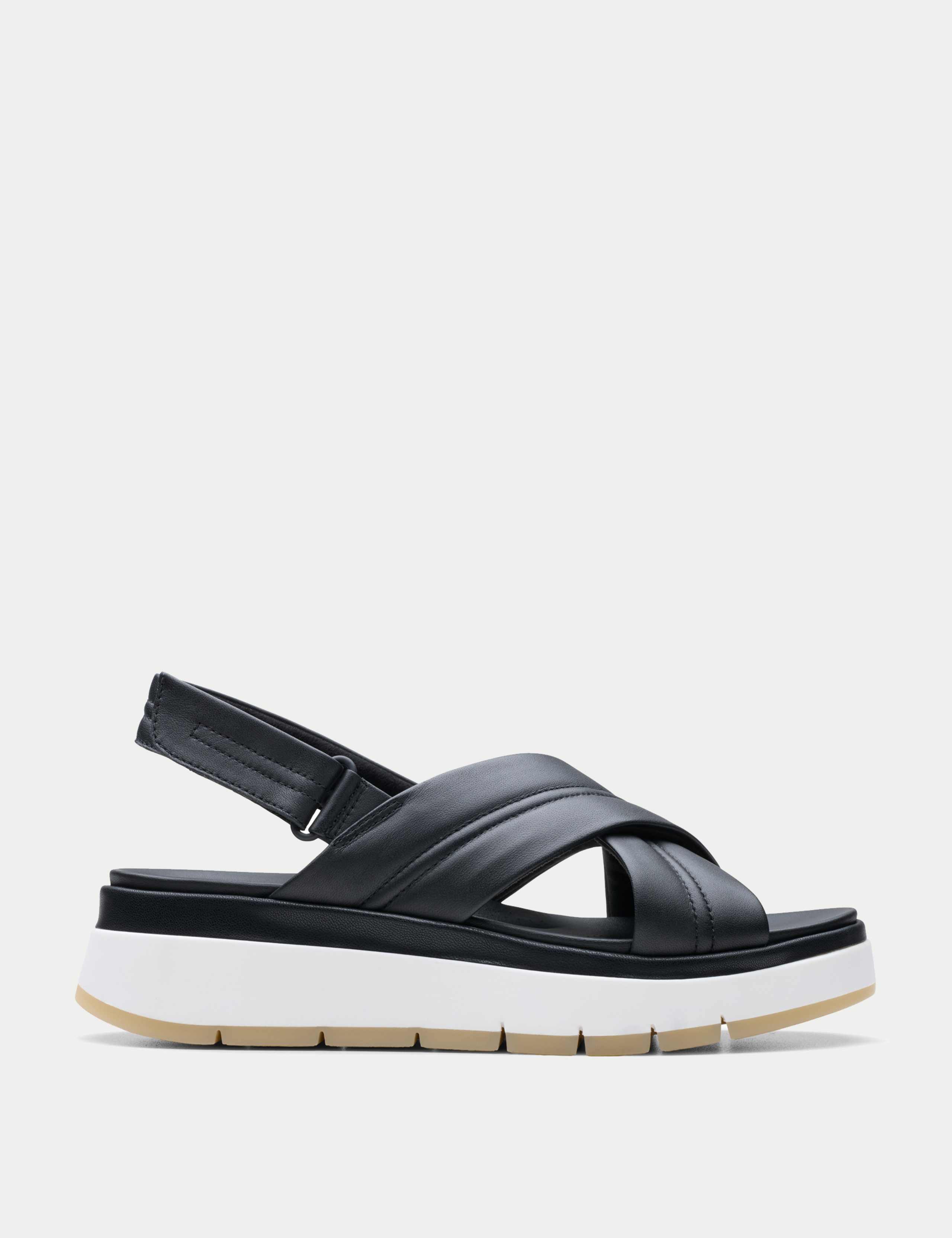 Leather Crossover Ankle Strap Platform Sandals