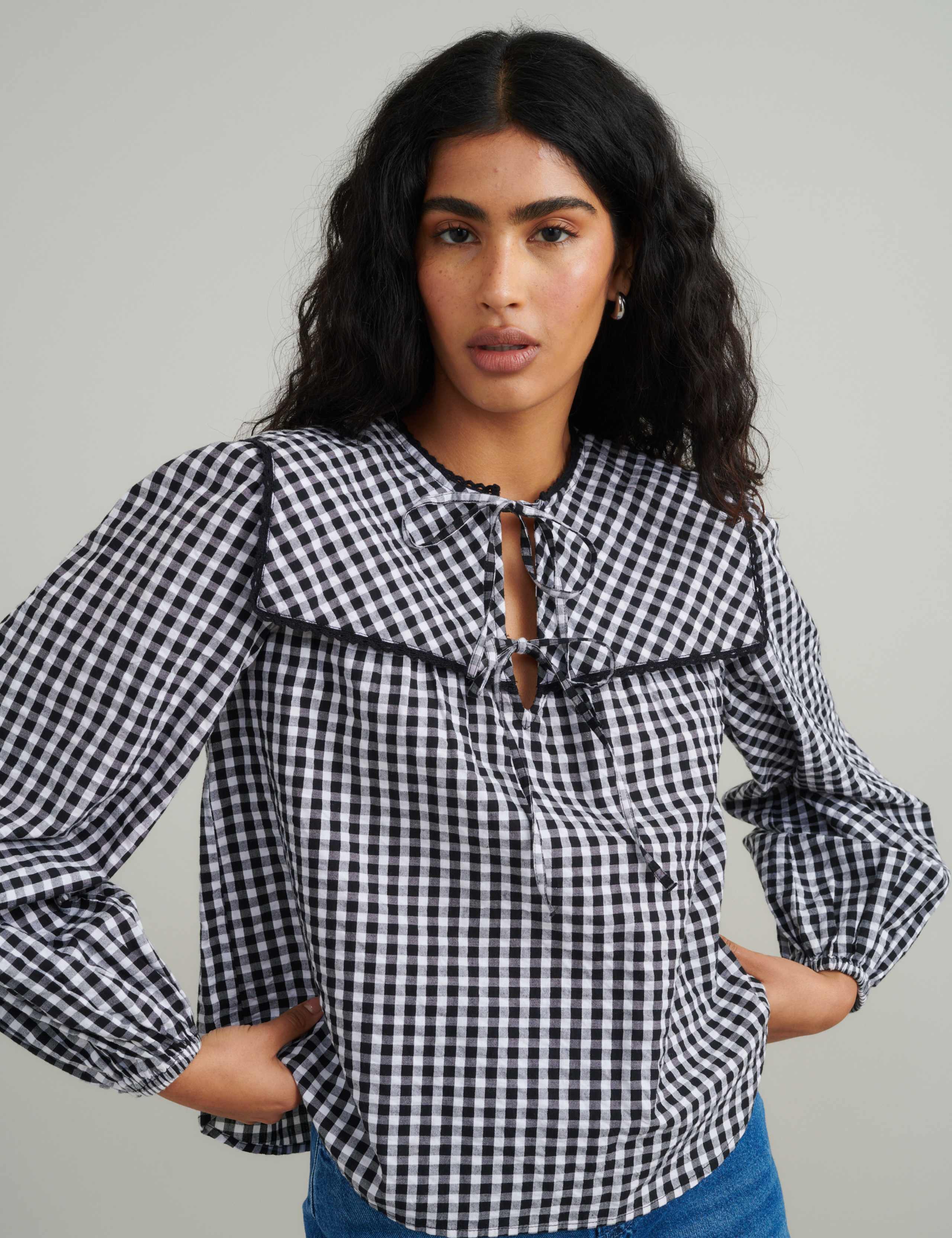 Pure Cotton Checked Blouse