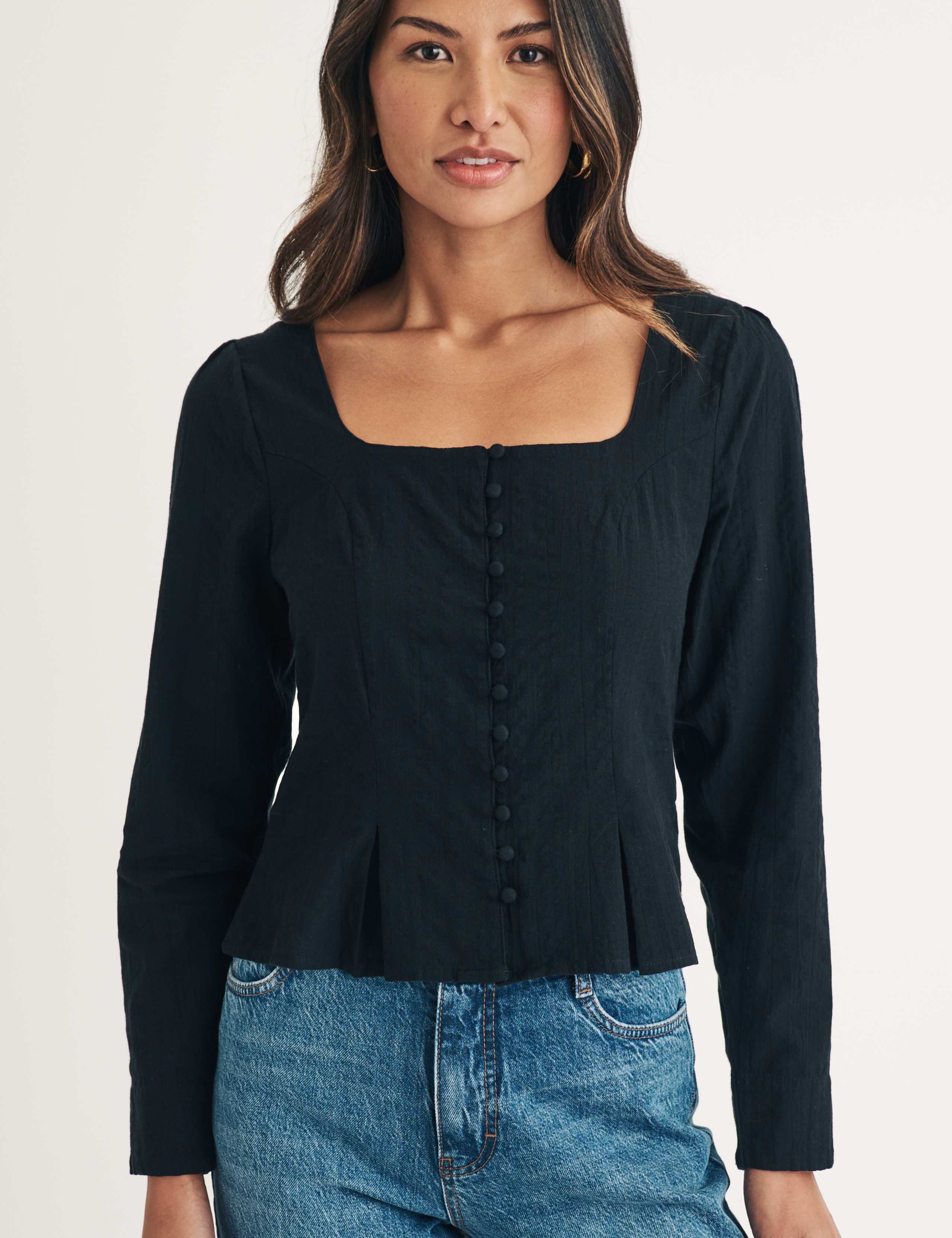 Pure Cotton Square Neck Blouse