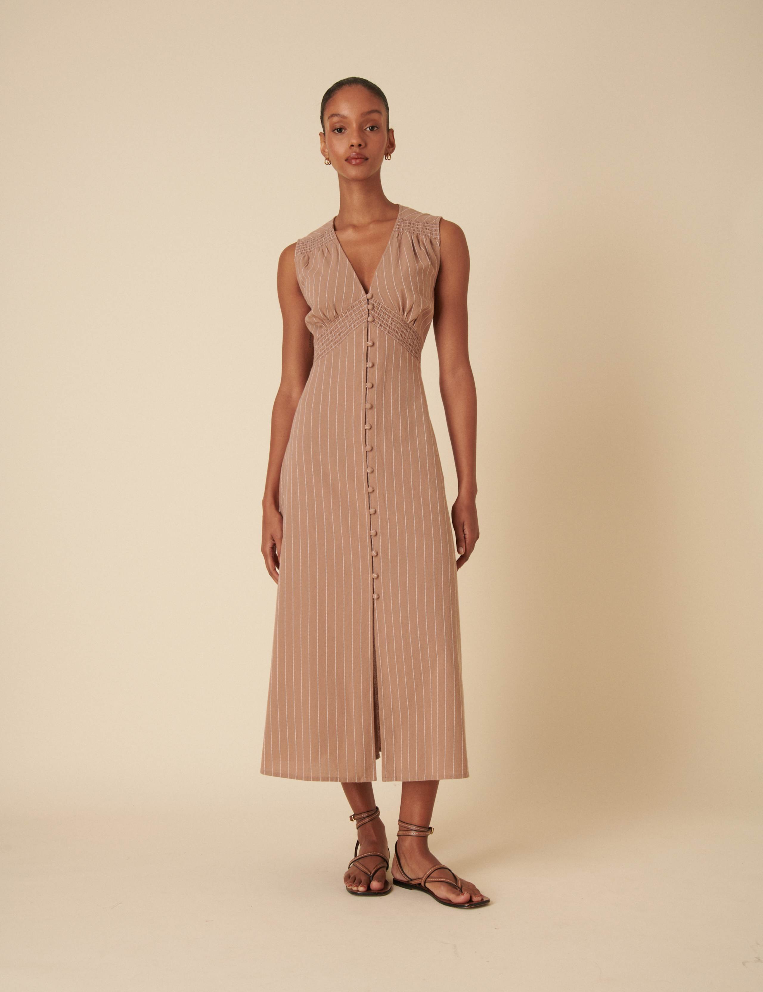 Pure Cotton V-Neck Midaxi Tea Dress