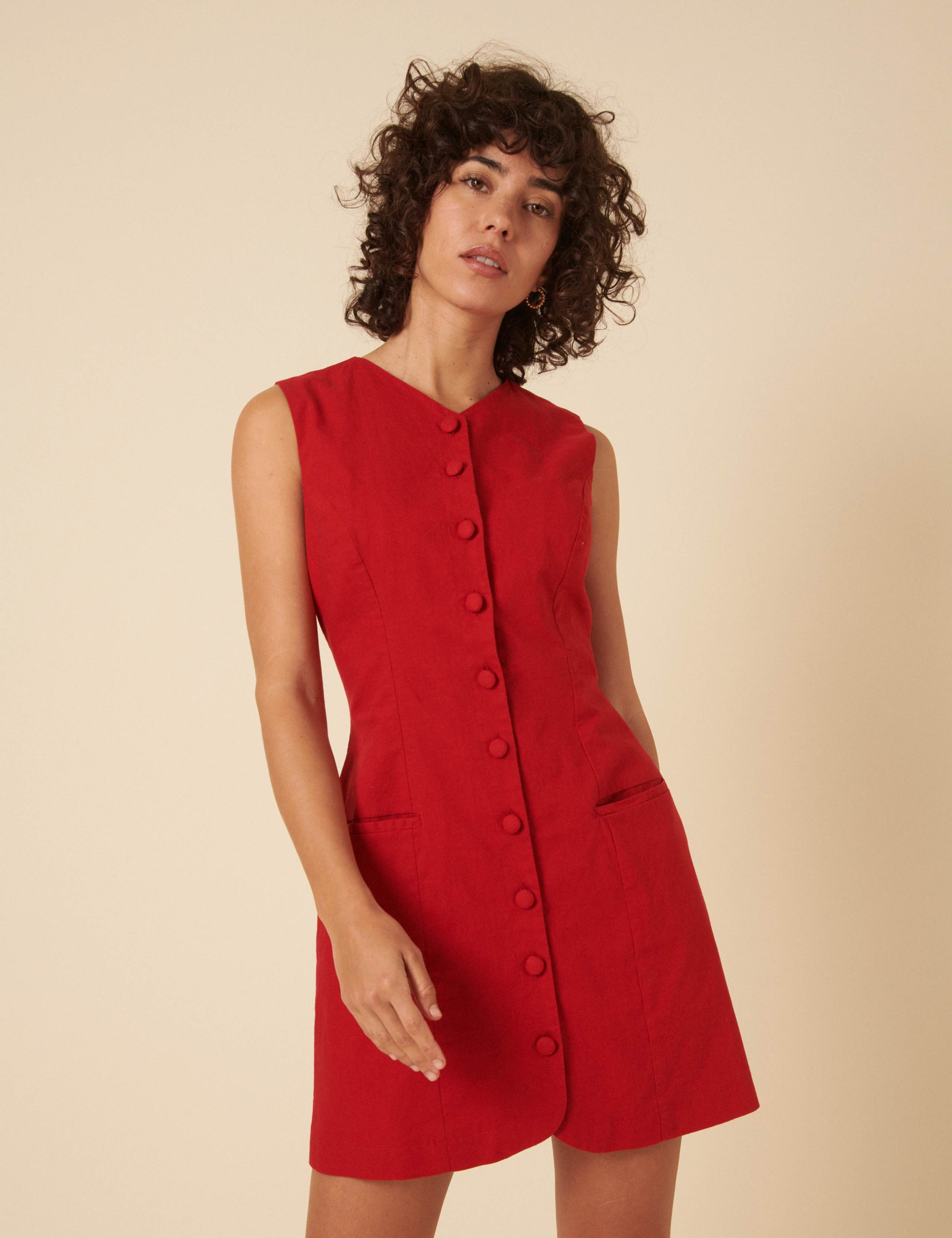 Cotton Rich V-Neck Mini Tailored Dress