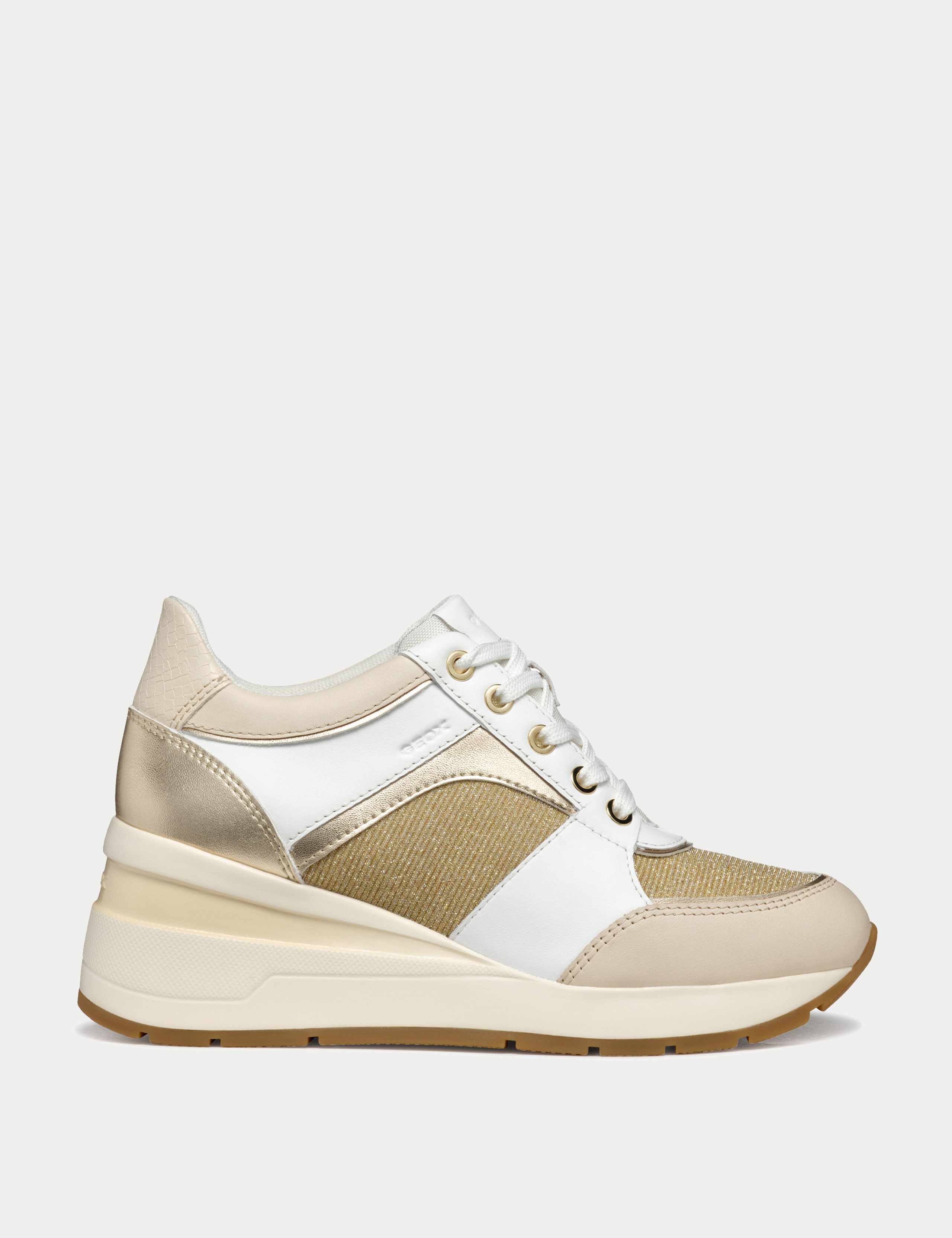 Leather Colour Block Wedge Trainers
