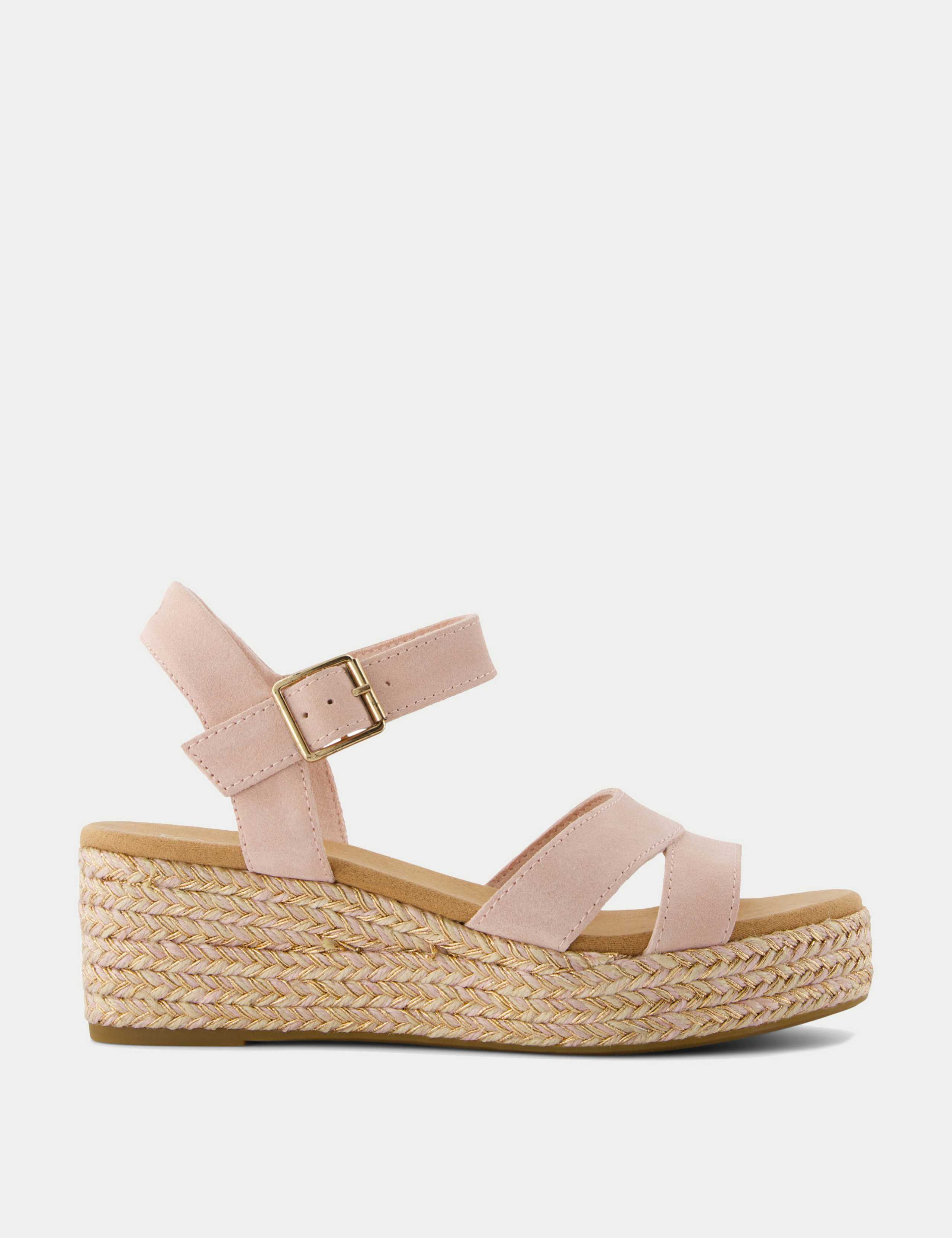 Leather Ankle Strap Wedge Espadrille Sandals