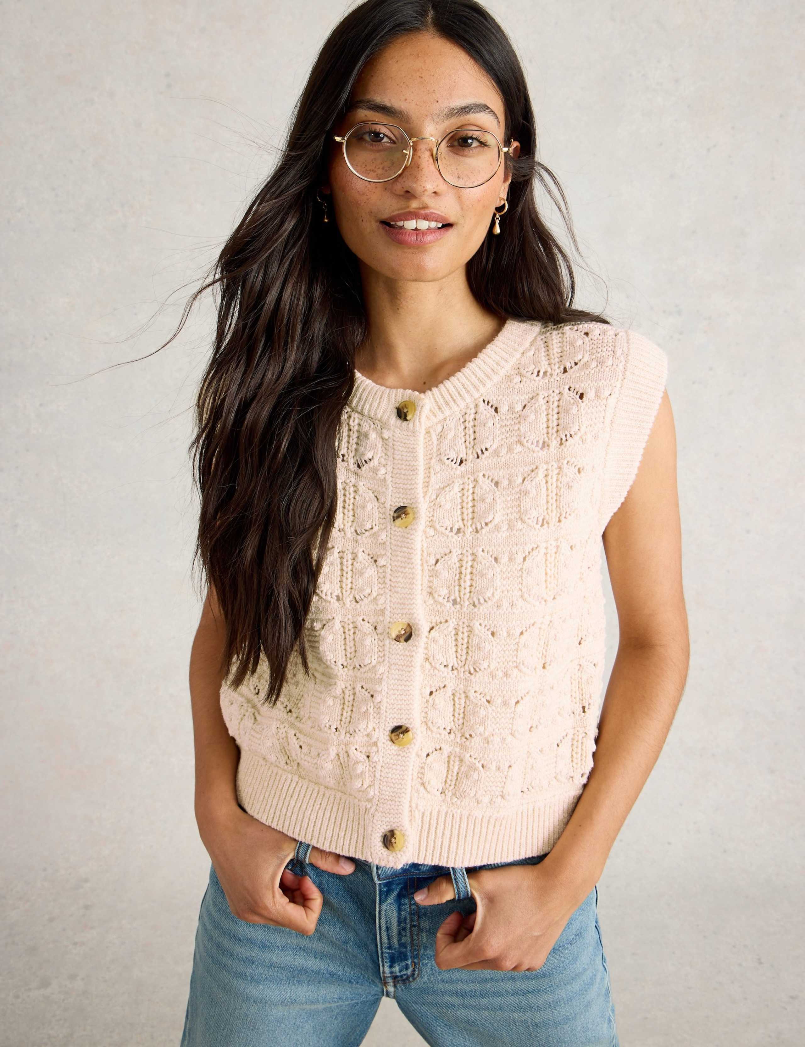 Pure Cotton Openstitch Button Through Tank Top