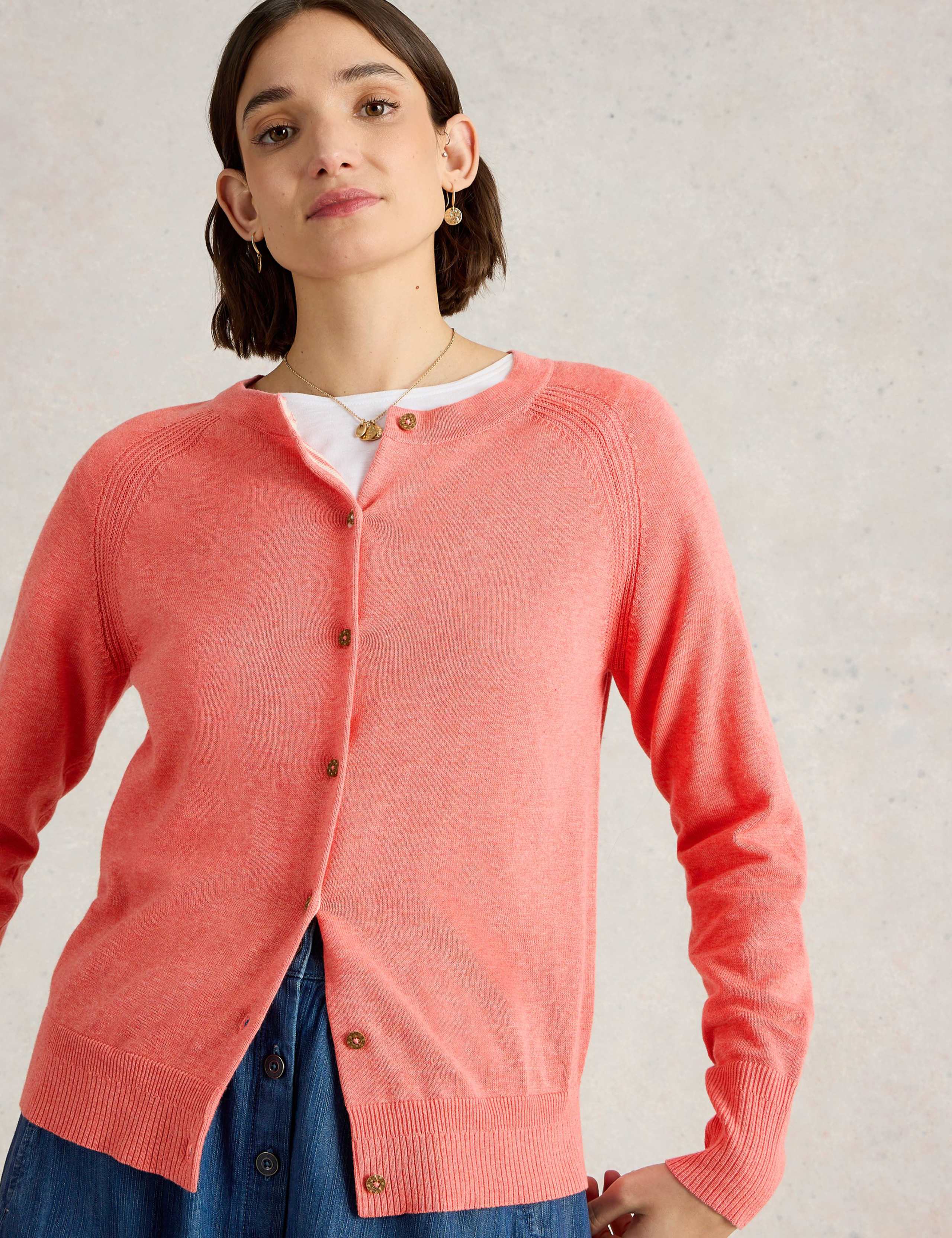 Pure Cotton Crew Neck Cardigan