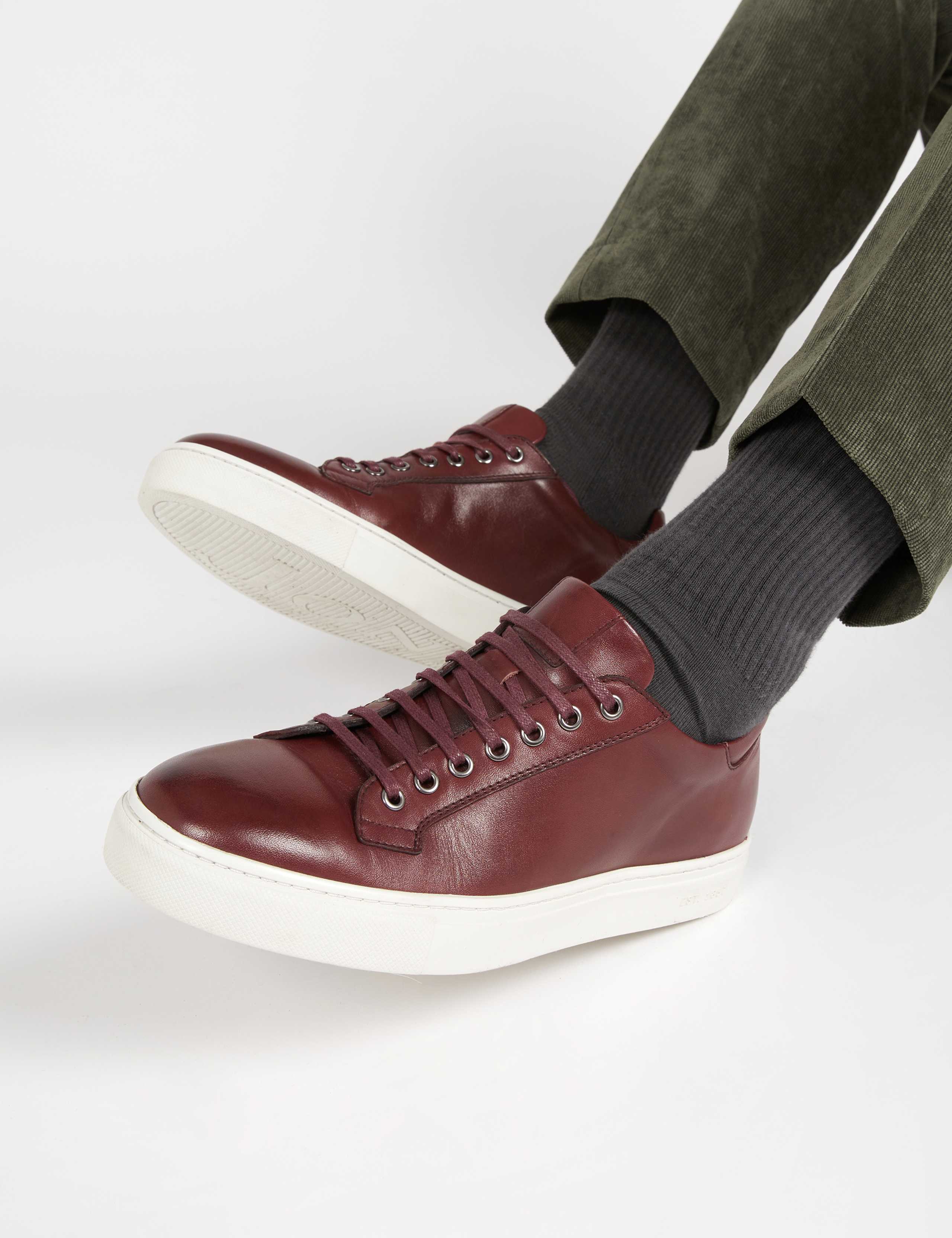 Leather Lace-Up Trainers
