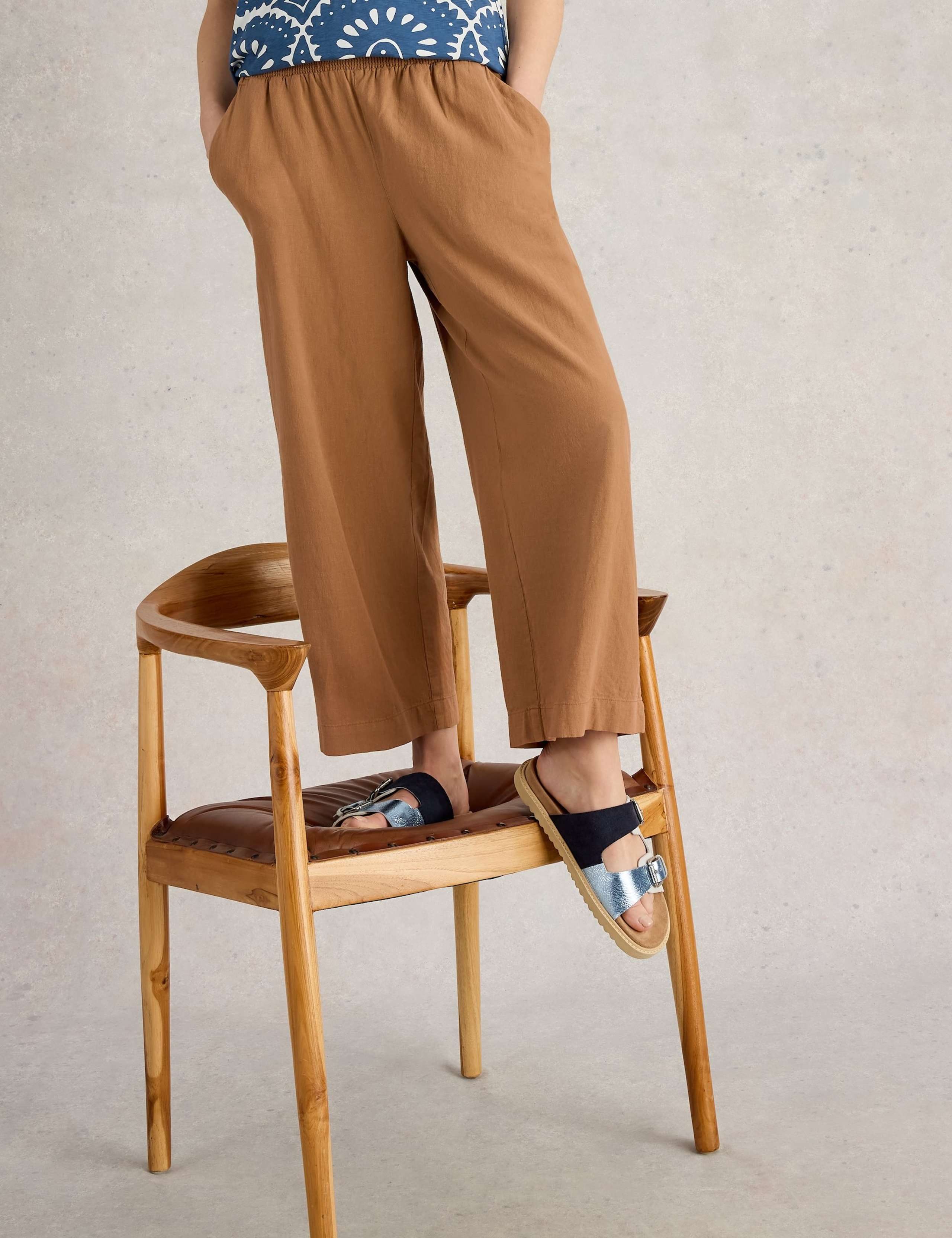 Linen Rich Wide Leg Cropped Culottes