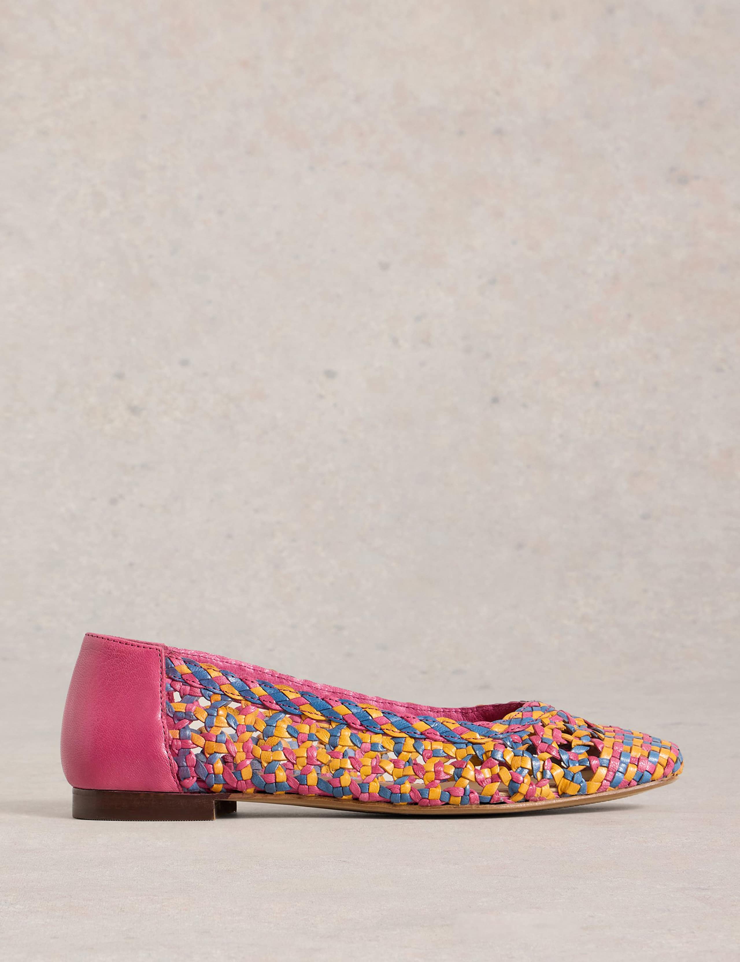 Leather Woven Colour Block Ballet Pumps