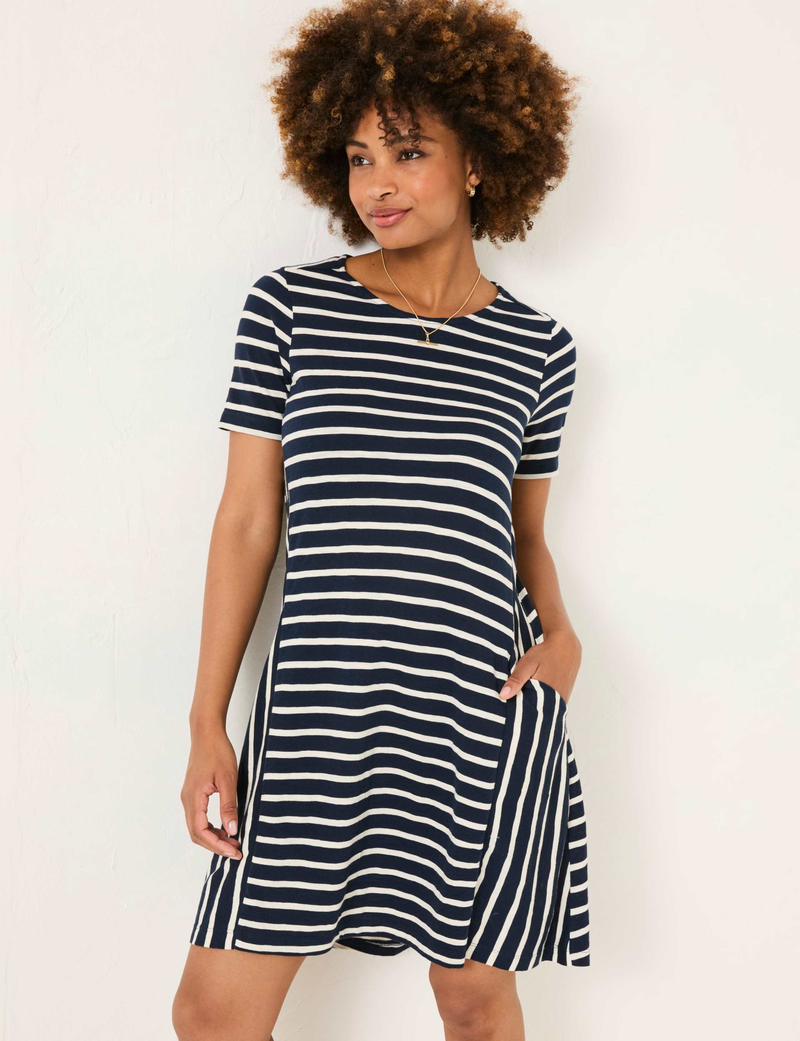 Cotton Rich Striped Mini Skater Dress