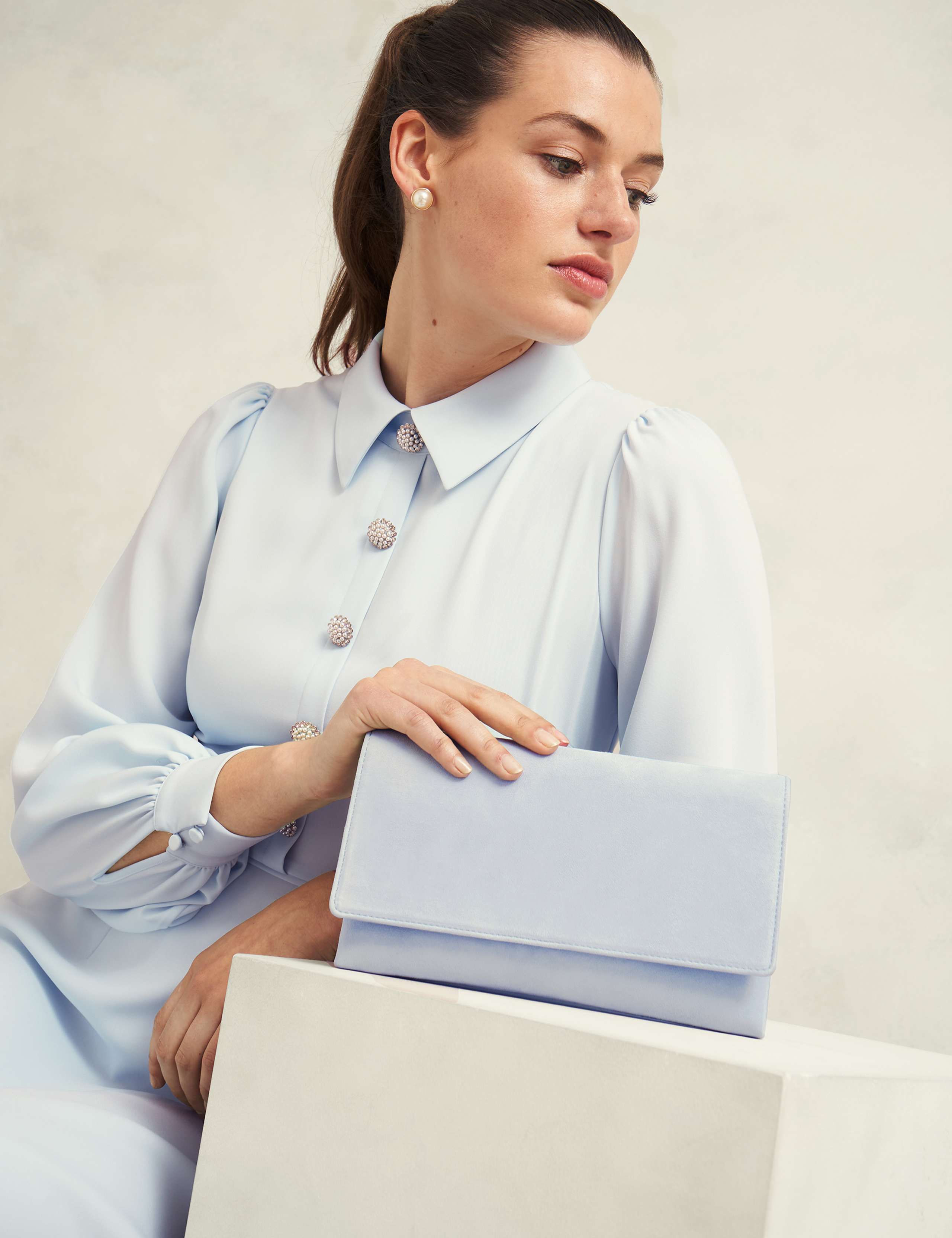 Suede Clutch Bag