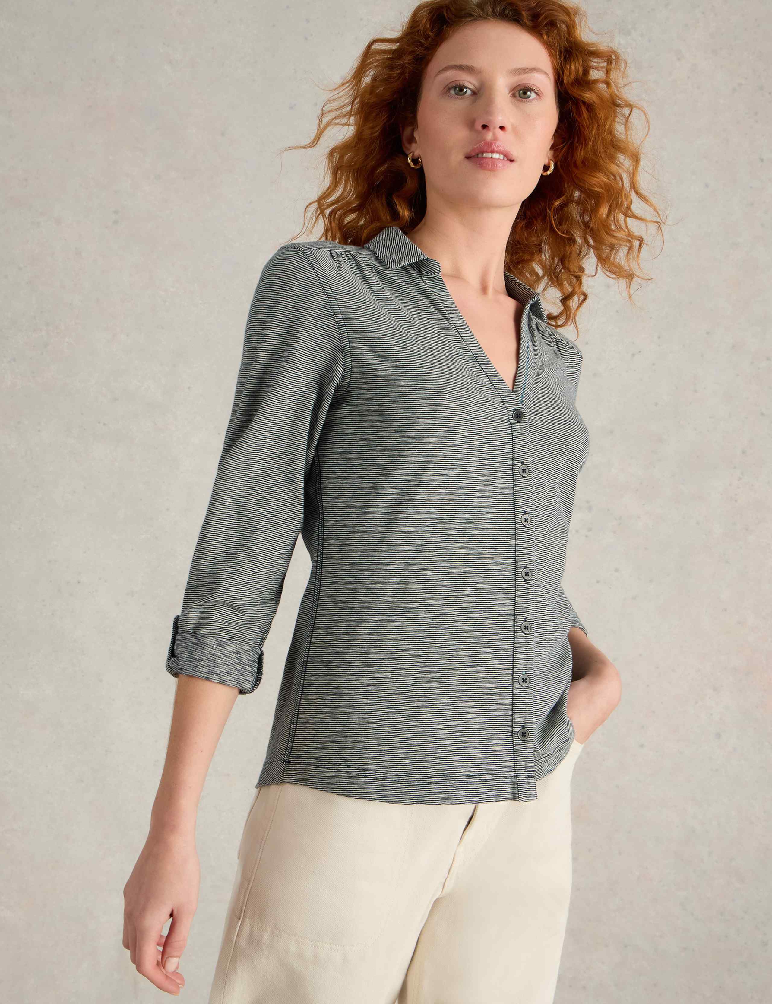 Pure Cotton Jersey Striped Shirt