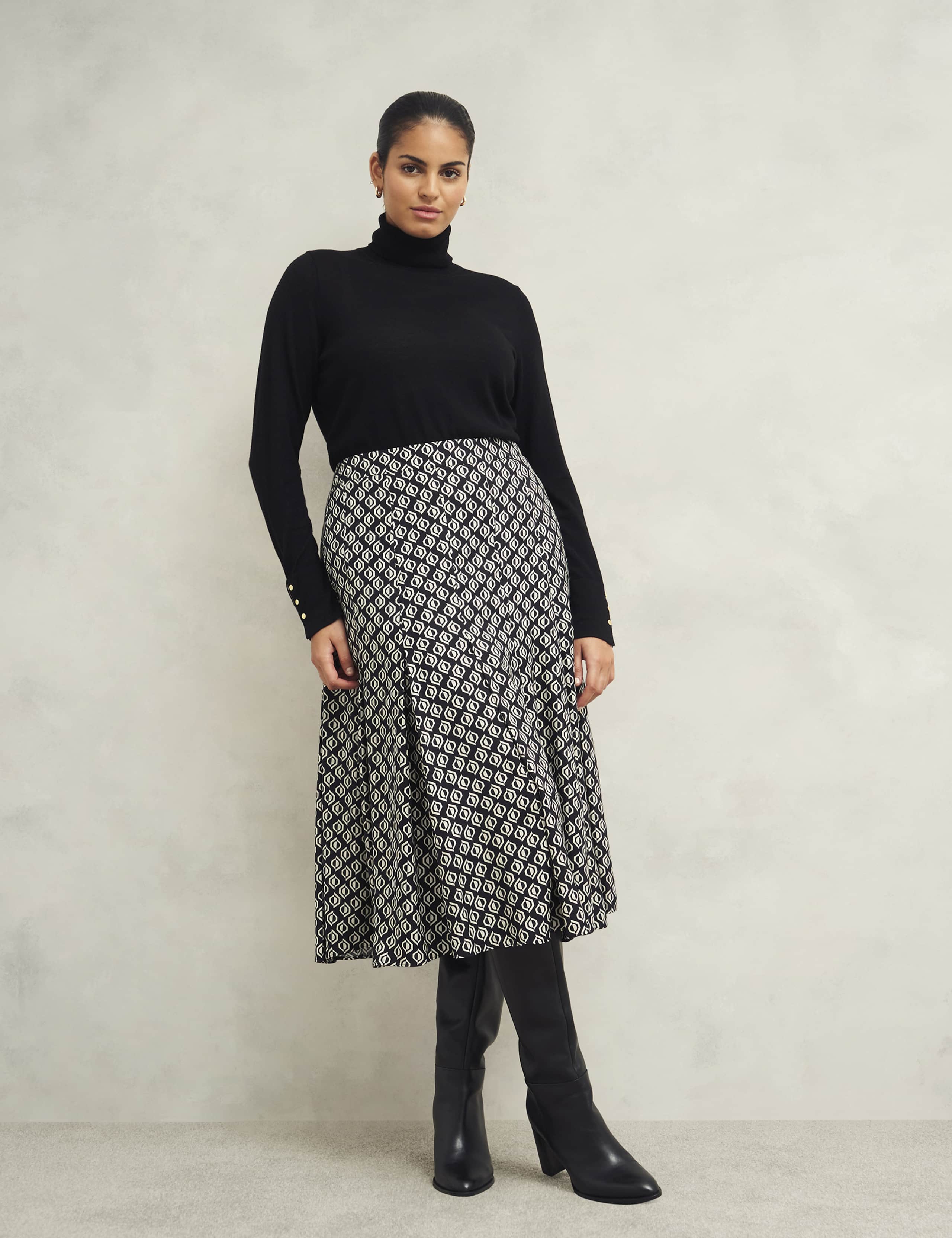 Printed Midi A-Line Skirt
