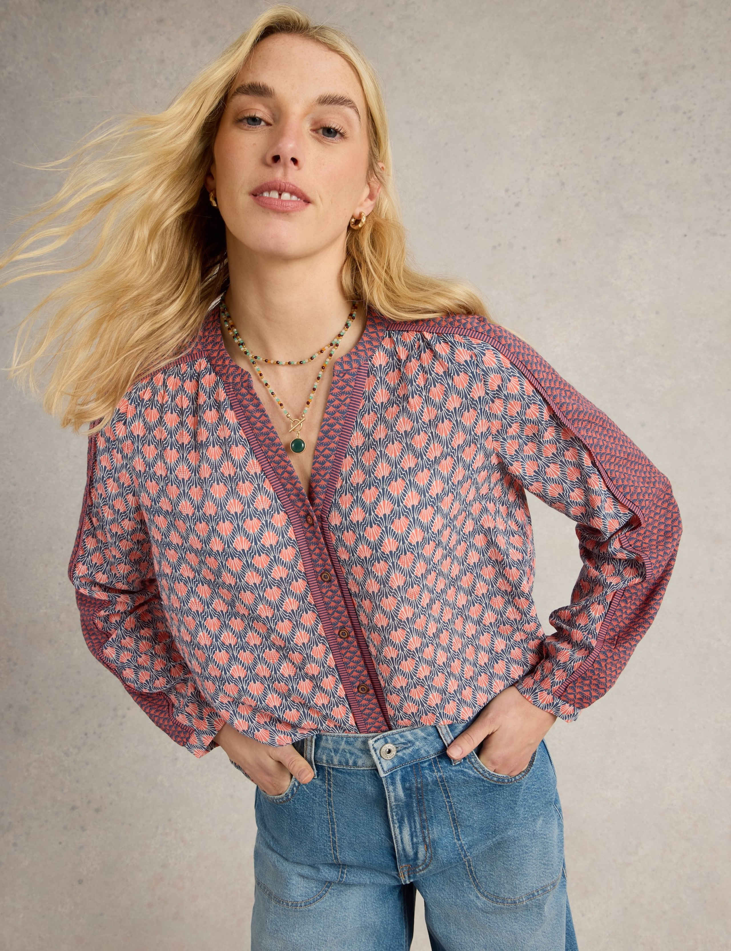 Printed Notch Neck Top
