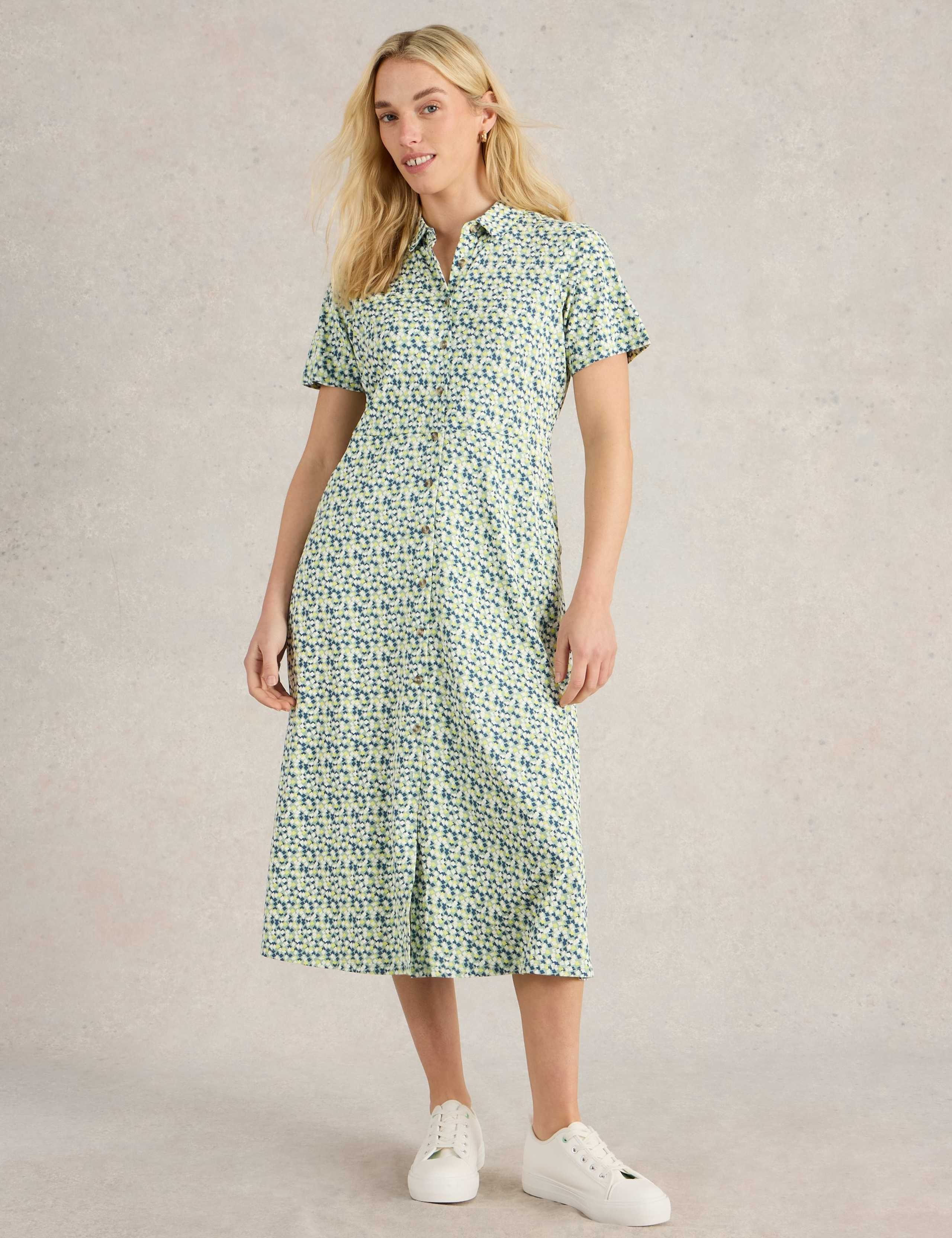 Jersey Printed Midi Shirt Dress