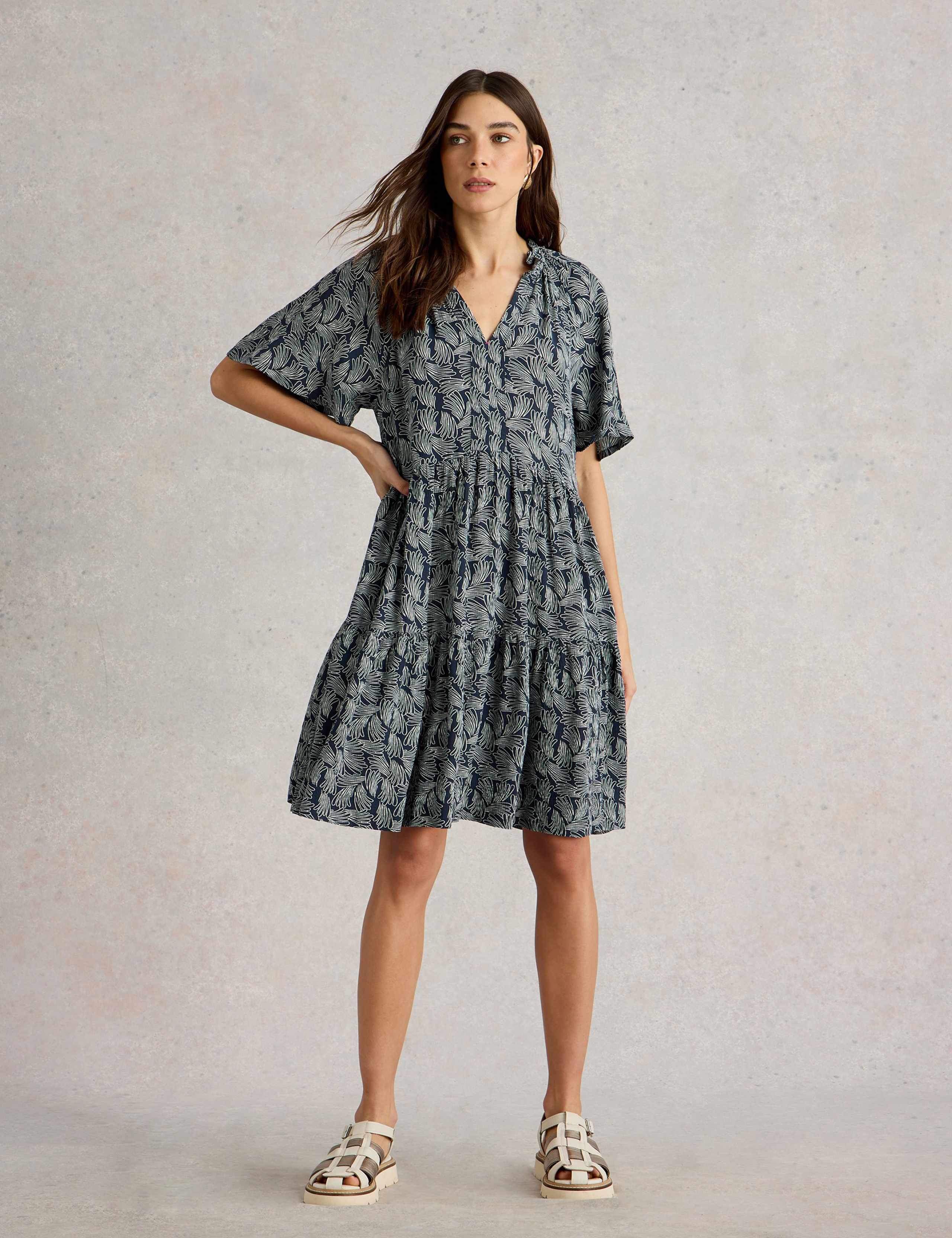 Printed Knee Length Tiered Dress
