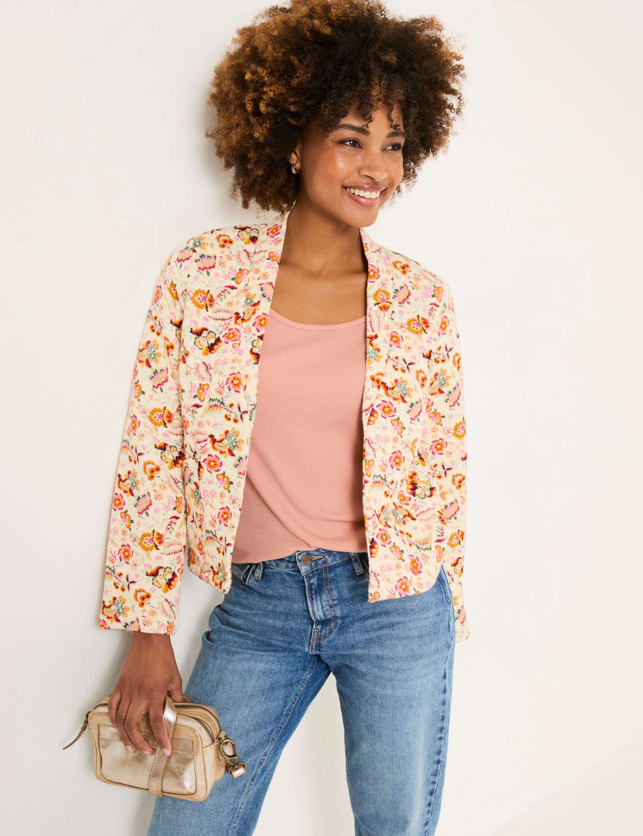 Pure Cotton Floral Quilted Jacket