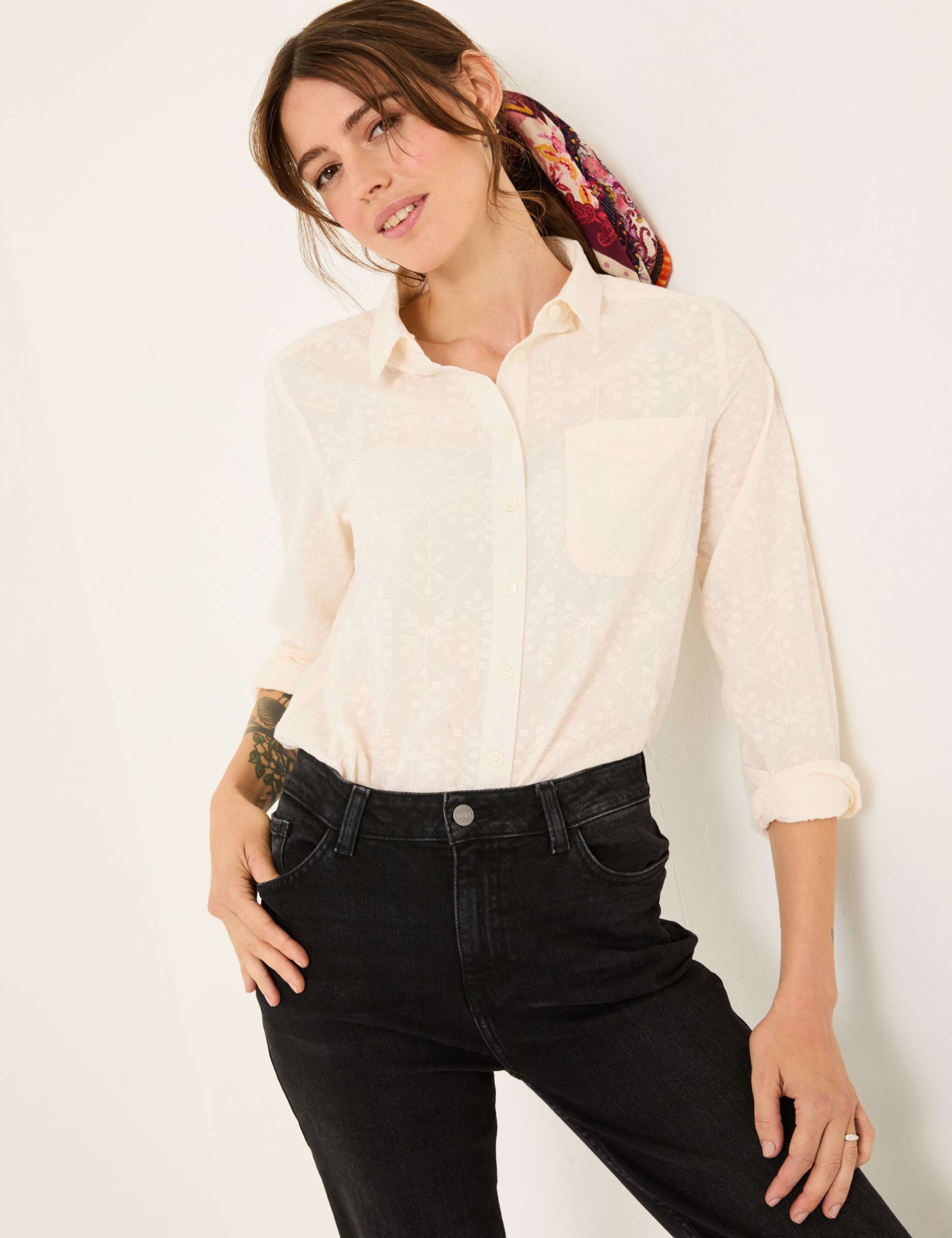 Pure Cotton Embroidered Shirt