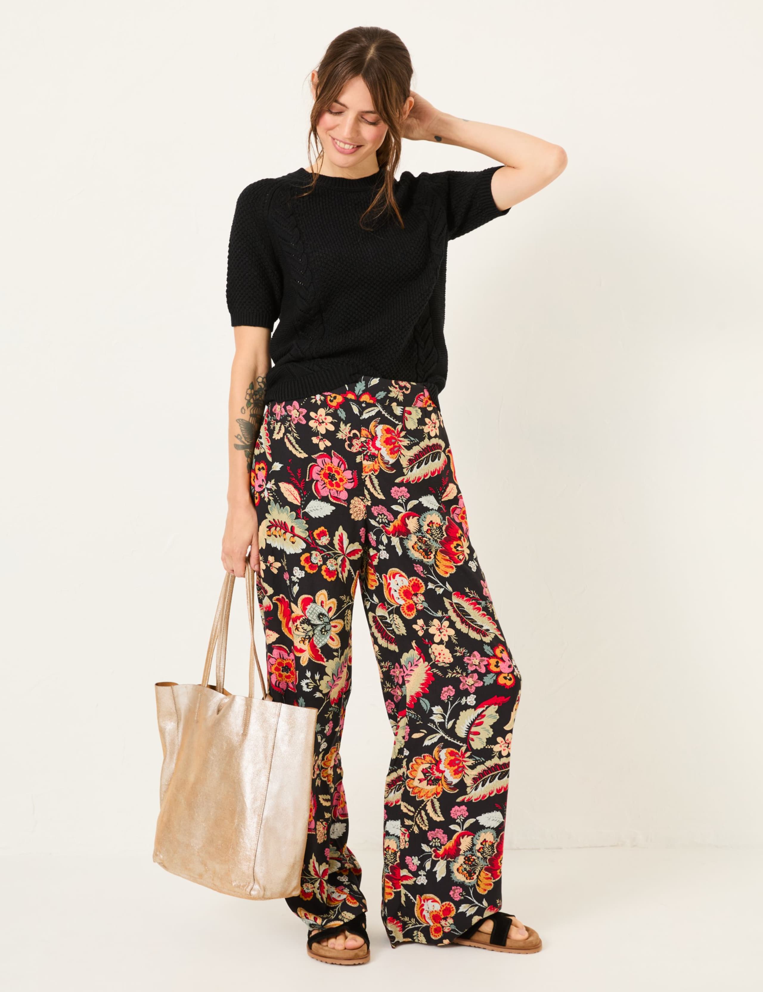 Floral Wide Leg Trousers