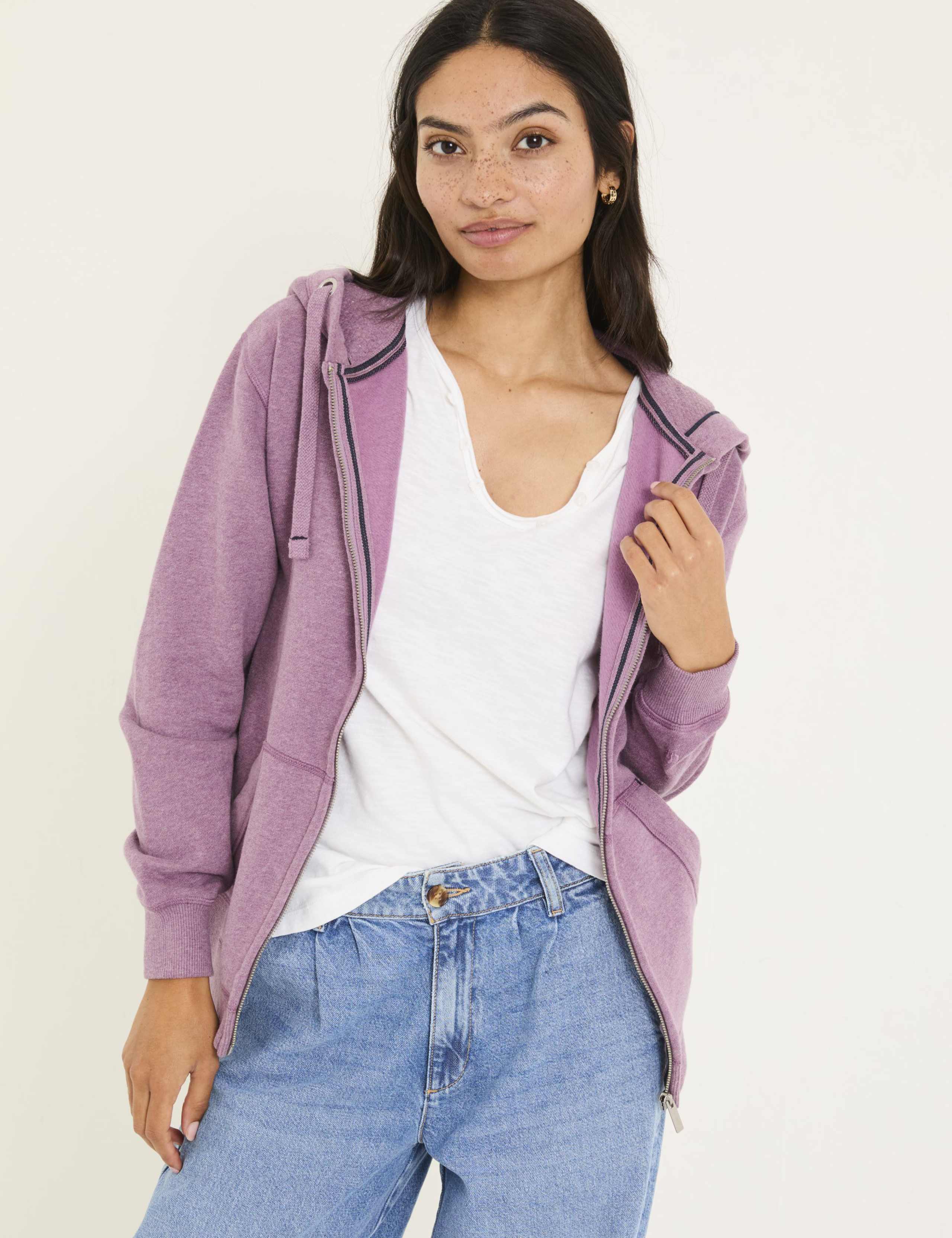 Cotton Rich Zip Up Hoodie