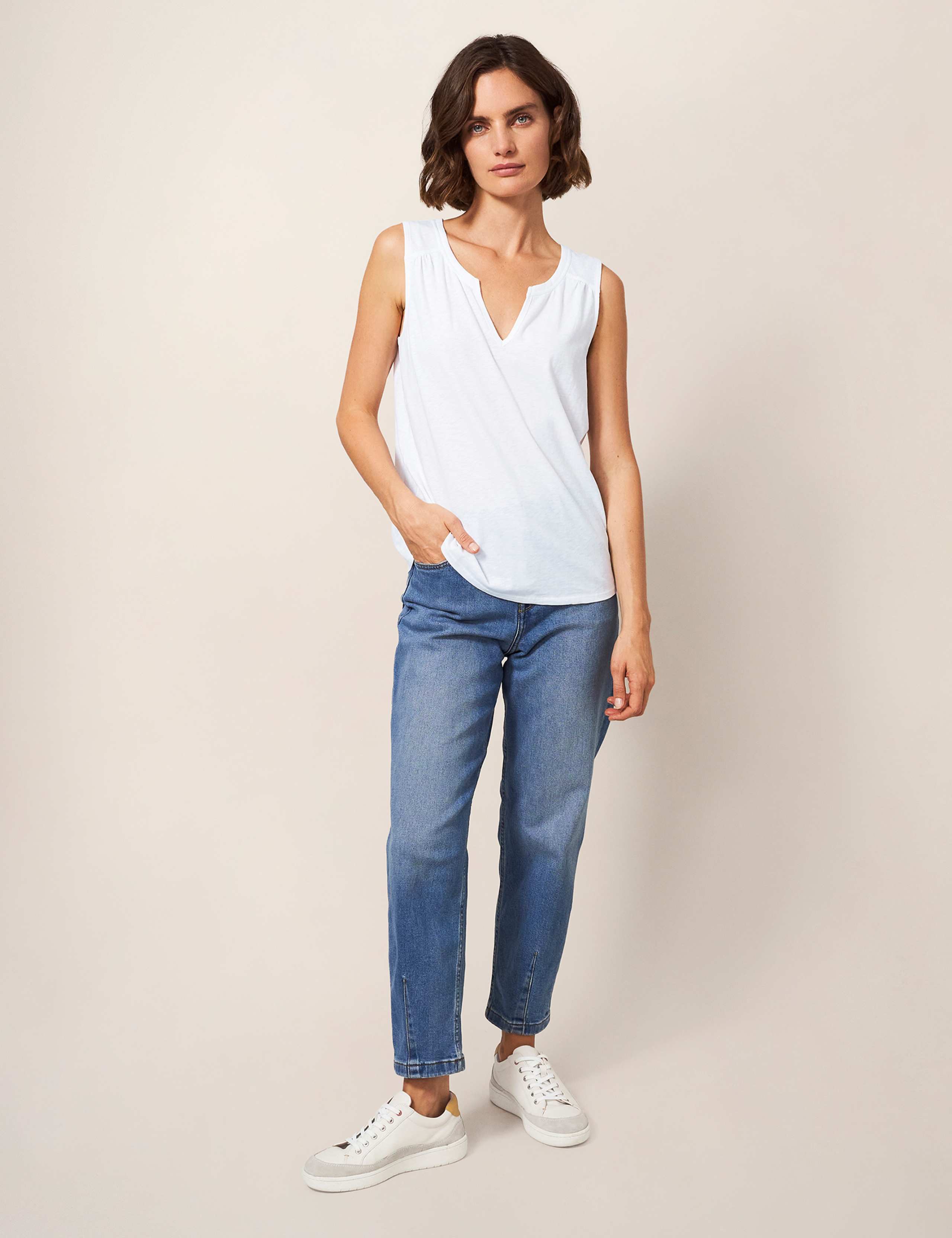 Pure Cotton Notch Neck Vest Top