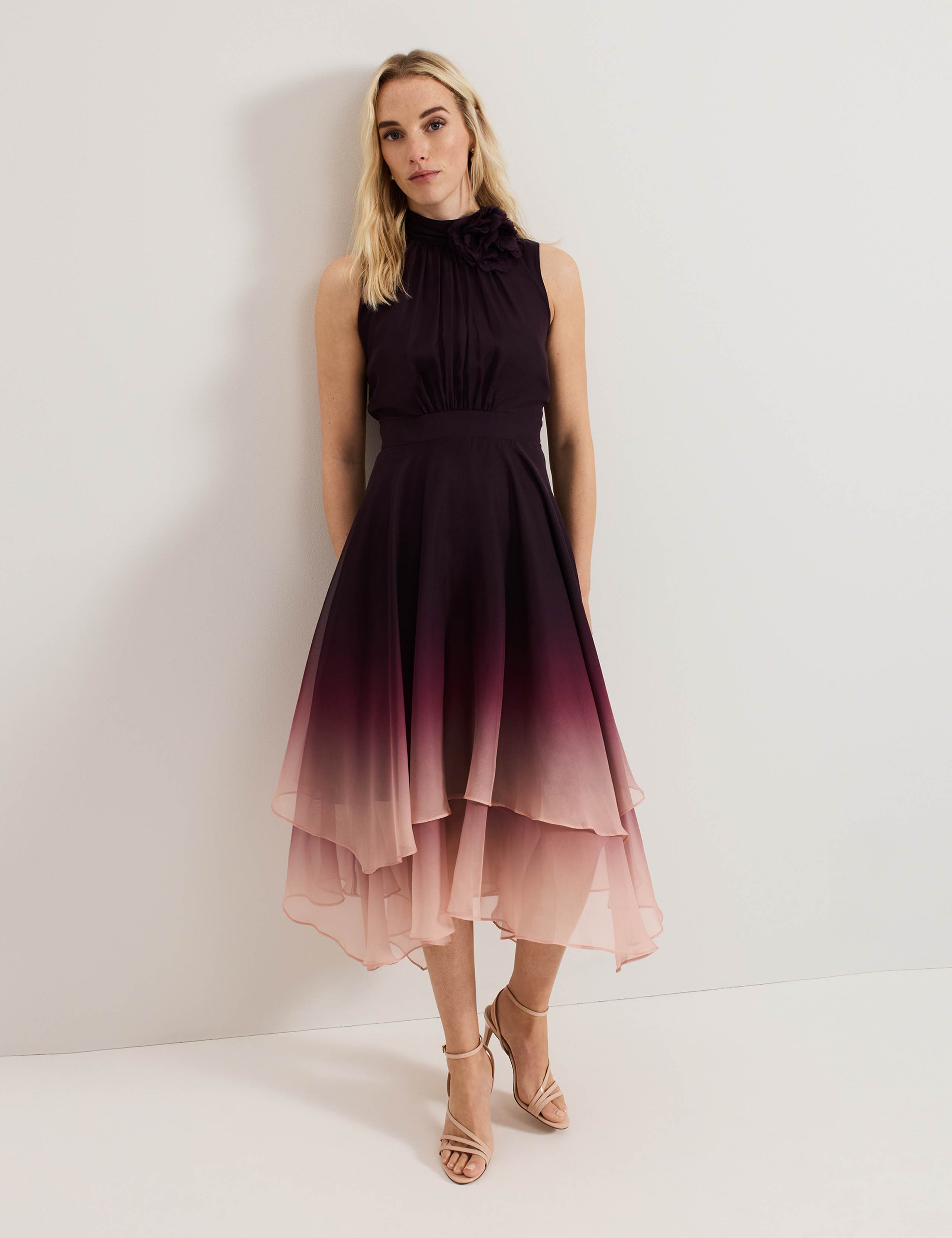 Maybel Ombre High Neck Maxi Skater Dress