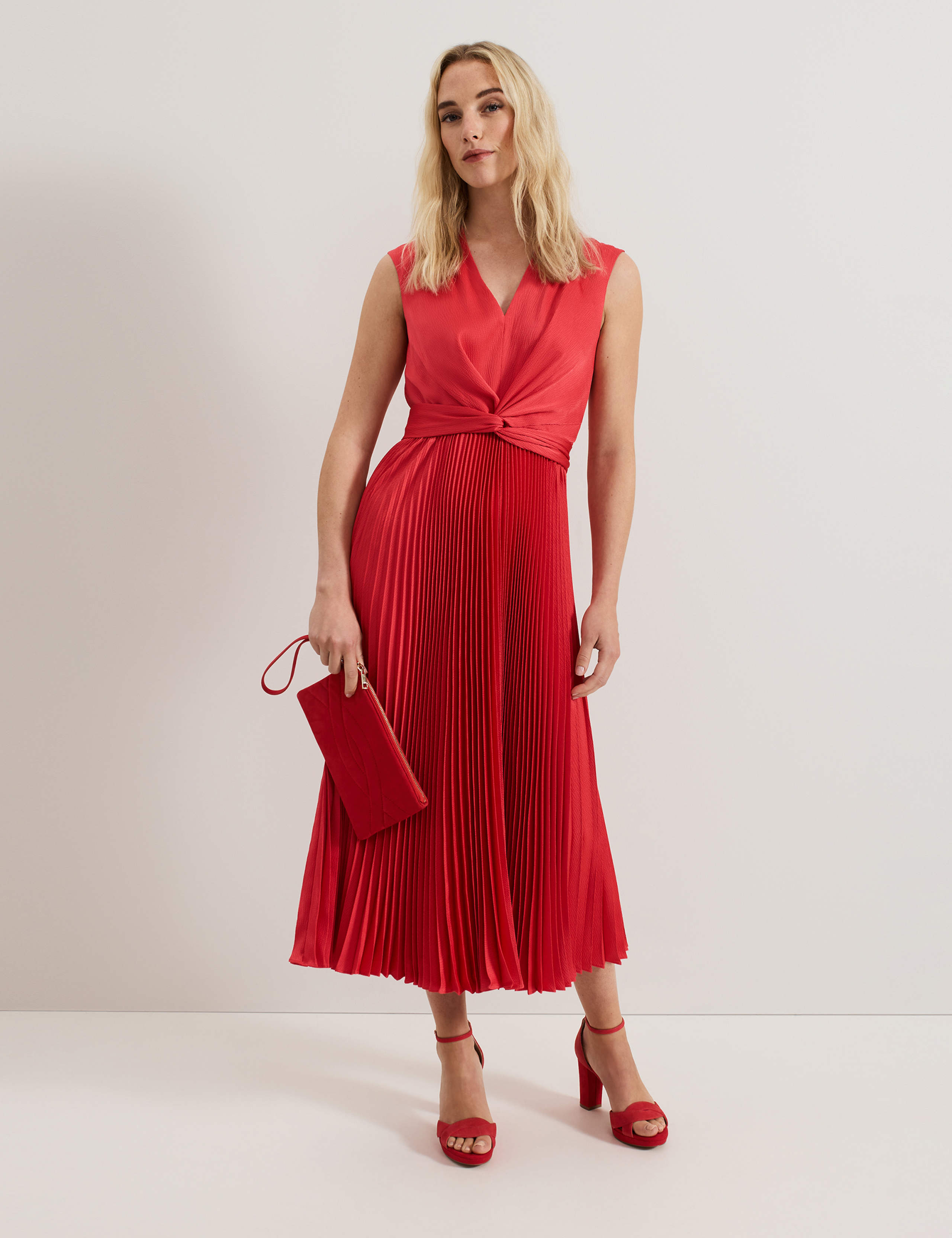 Celestia V-Neck Pleated Wrap Dress