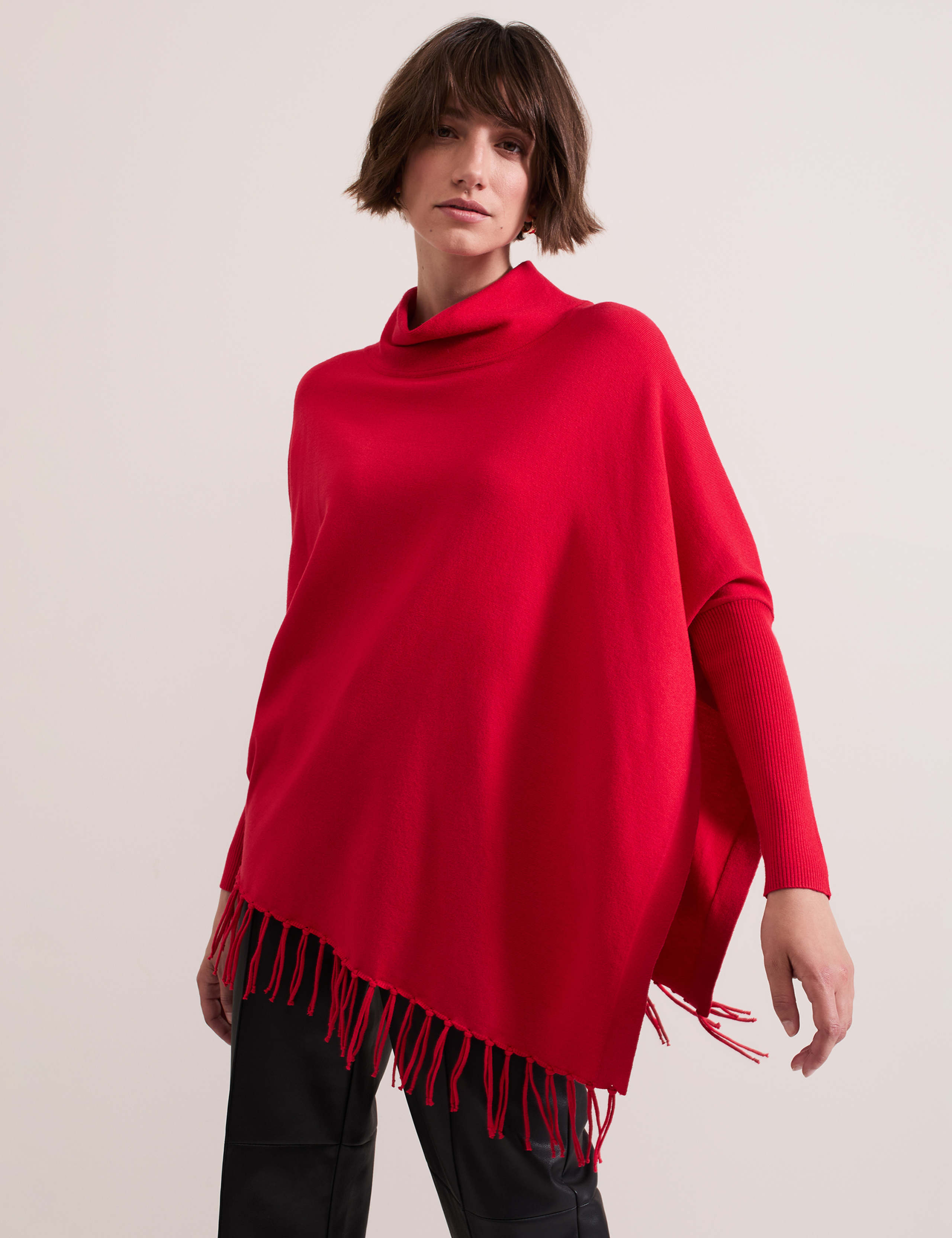 Cowl Neck Tassel Trim Jumper
