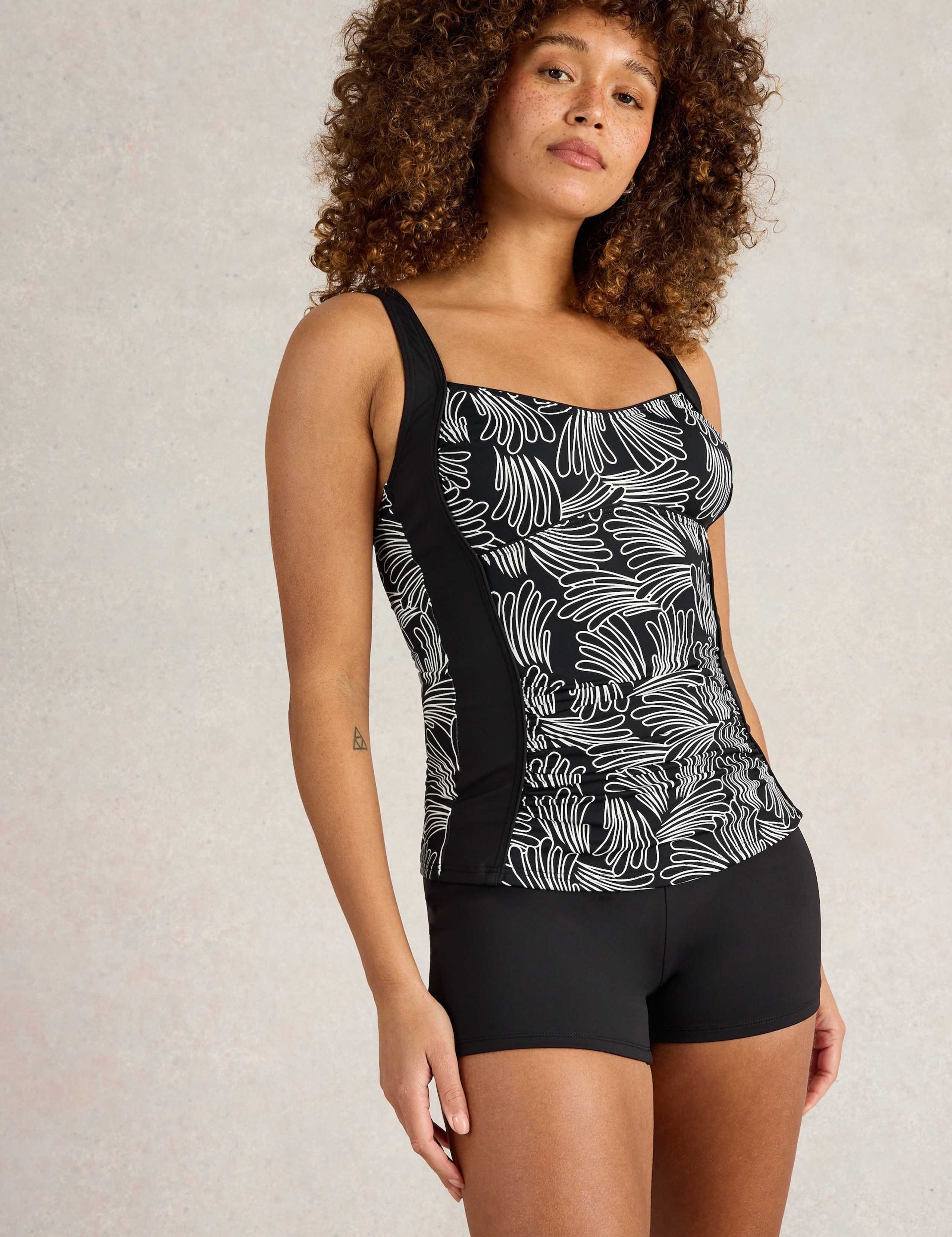 Printed Padded Sweetheart Tankini Top